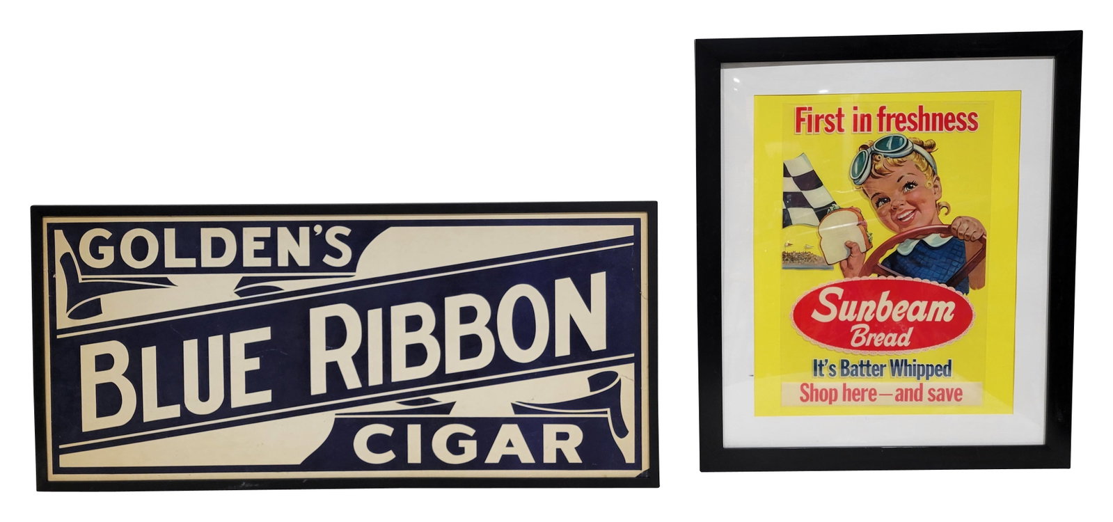 Sunbeam Bread and Golden's Blue Ribbon Cigar Advertising Signs (1 of 3)
