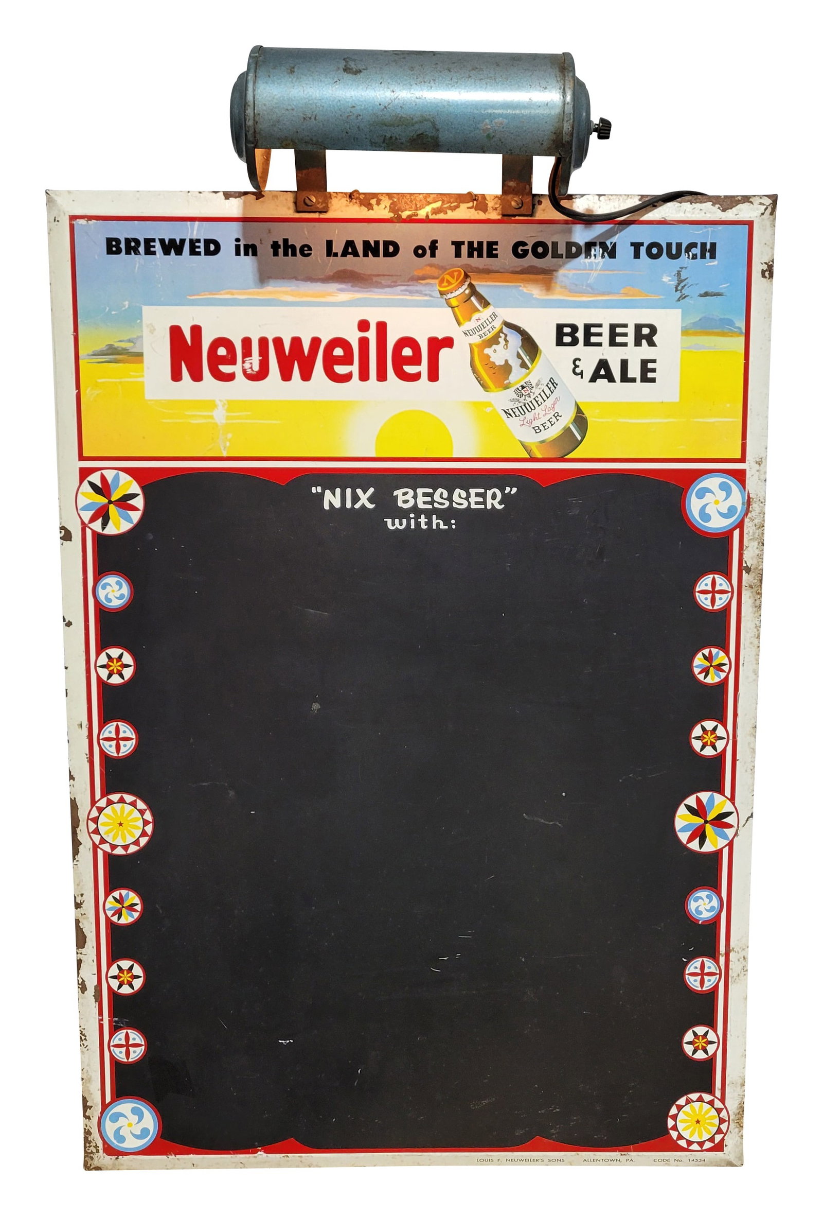 Neuweller Beer and Ale Menu Board Sign With Light (1 of 2)