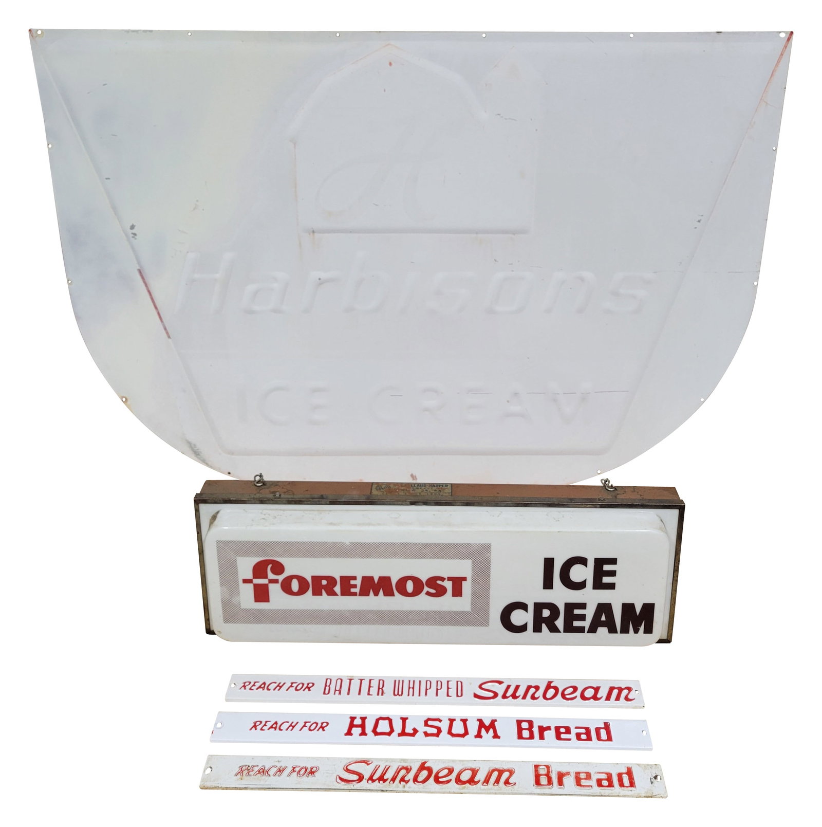 Sunbeam and Holsum Bread Rack Signs With Foremost Ice Cream Light Up Sign (1 of 3)