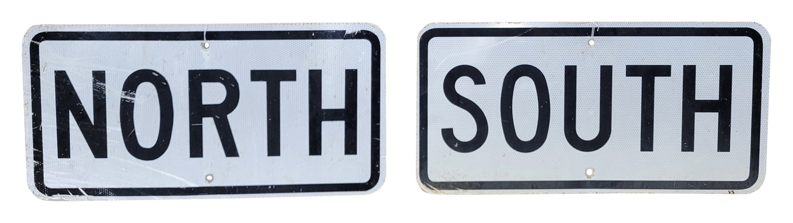 North and South Single Sided Aluminum Reflective Road Signs (1 of 2)