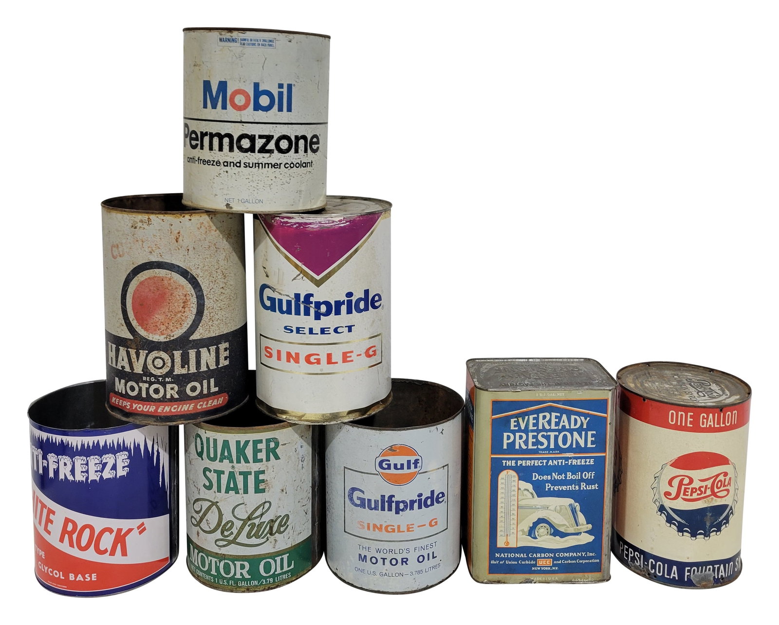 Lot of Misc. Oil and Pepsi One Gallon Cans (1 of 2)