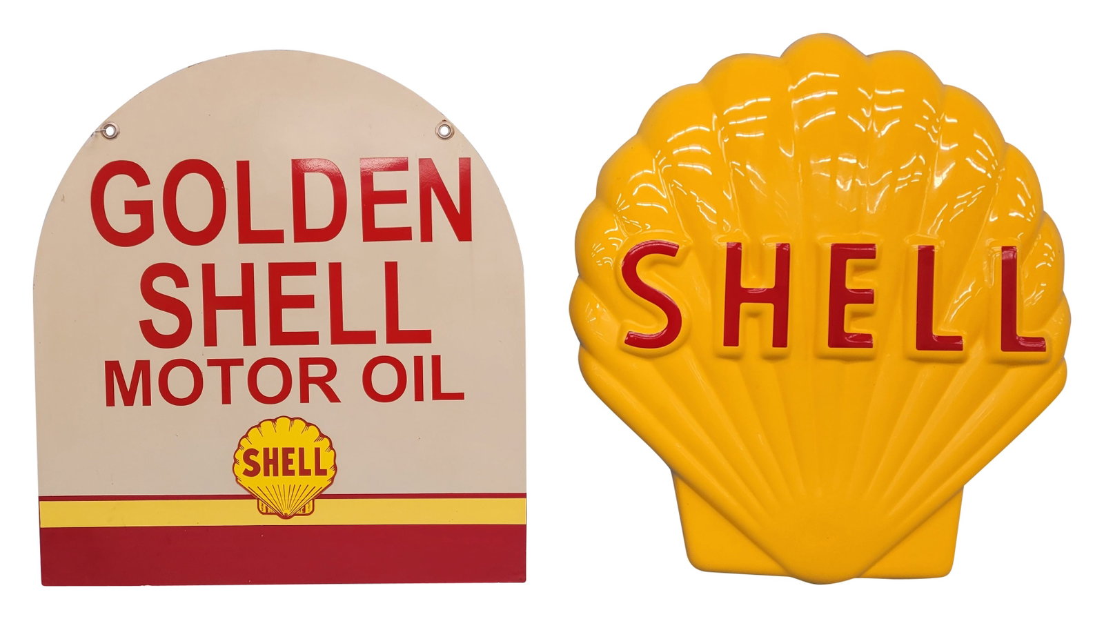 Golden Shell Motor Oil and Shell Plastic Clam Shell Sign (1 of 2)