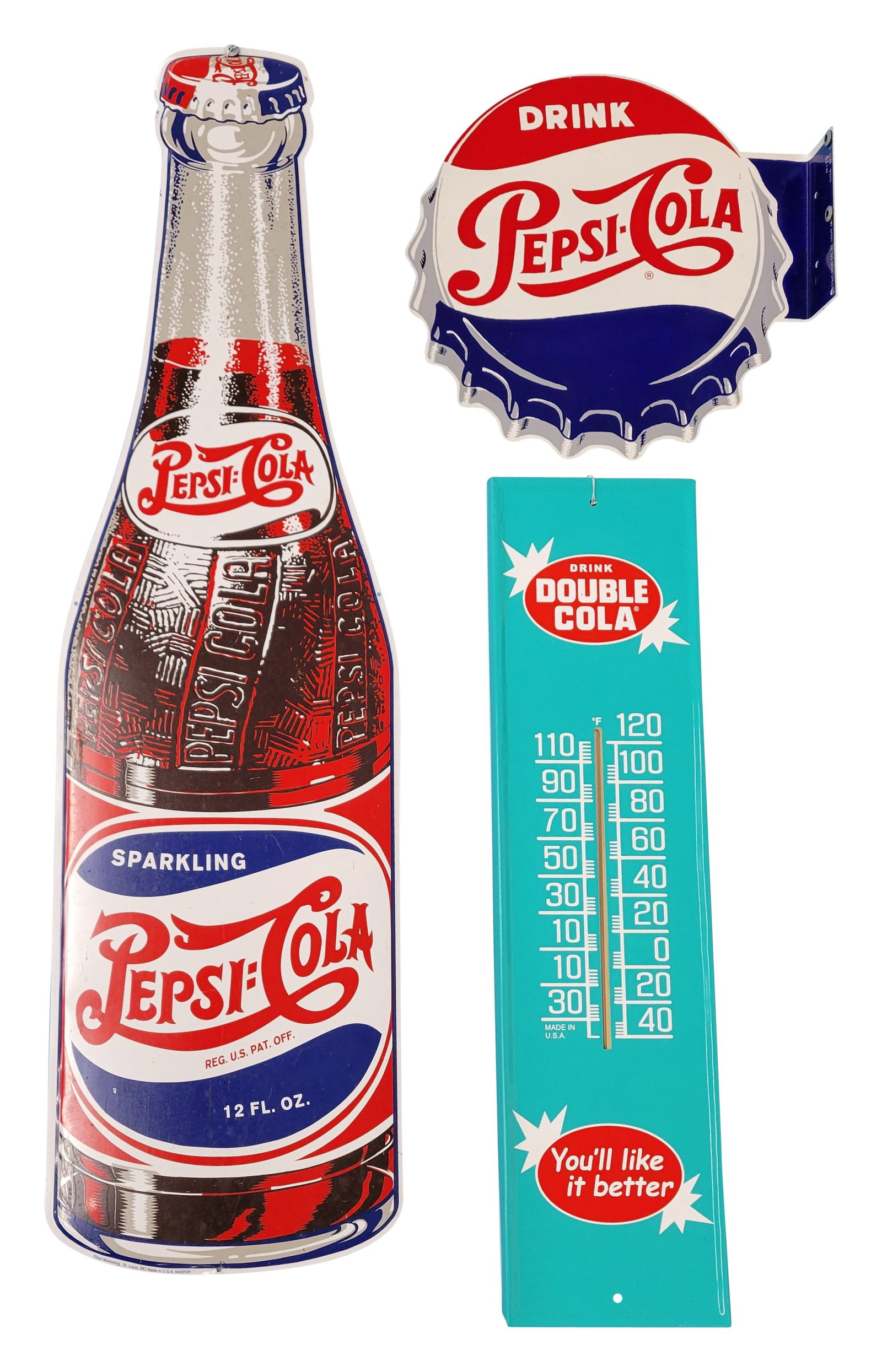 Modern Drink Double Cola Thermometer and Pepsi Cola Signs (1 of 5)