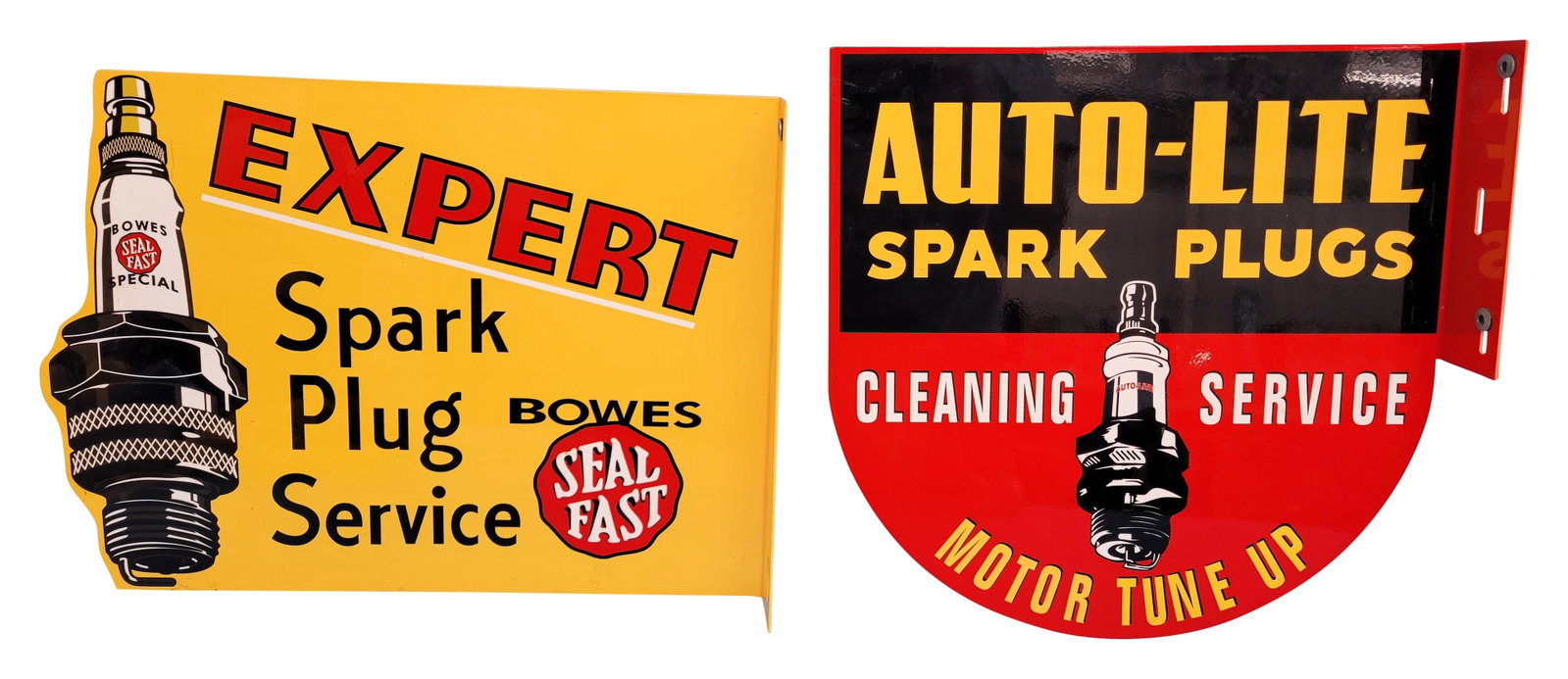 Auto Lite and Bowes Seal Fast Spark Plug Service Flange Signs (1 of 2)