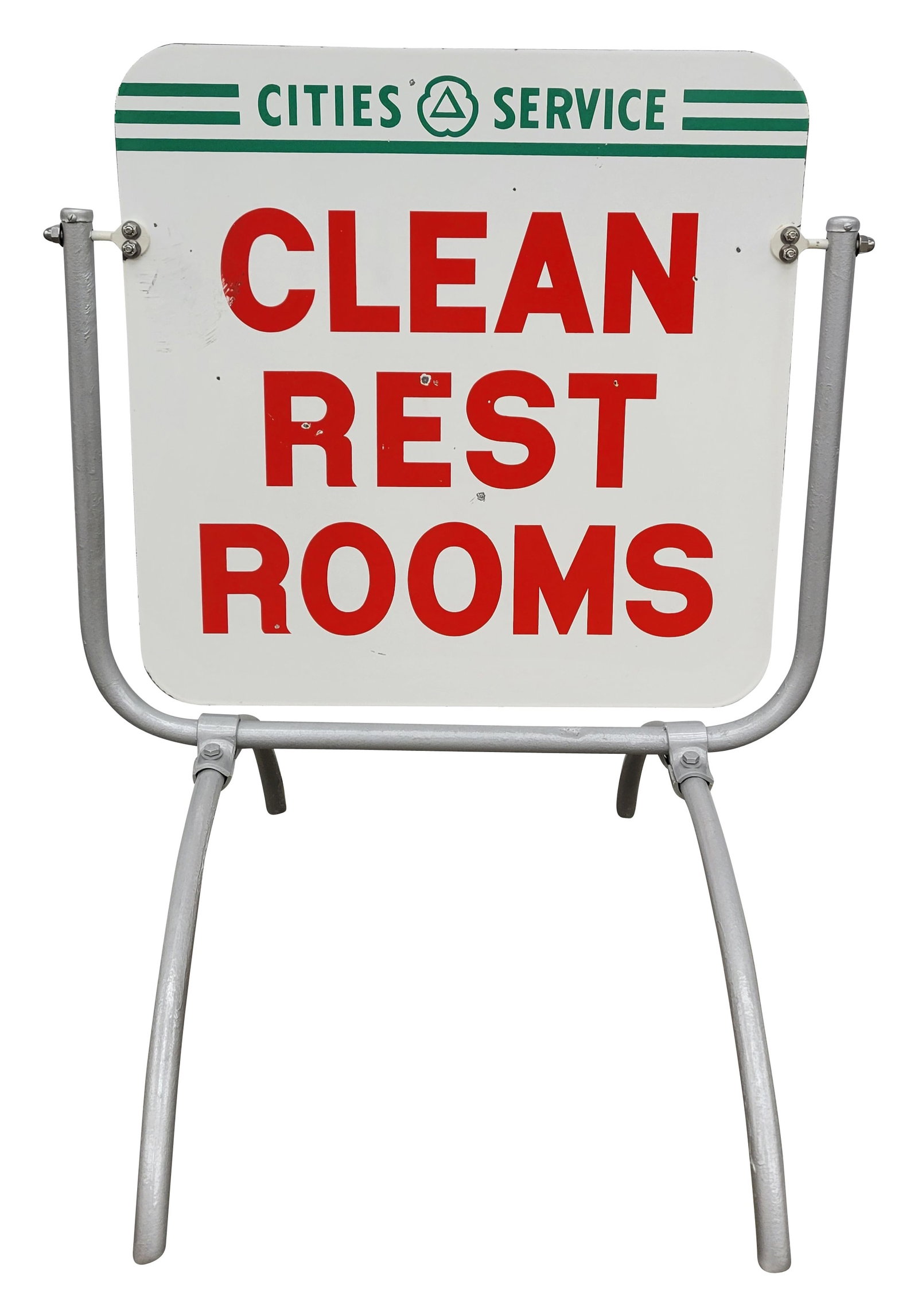 Cities Service Clean Restrooms Double Sided Porcelain Sidewalk Sign (1 of 2)