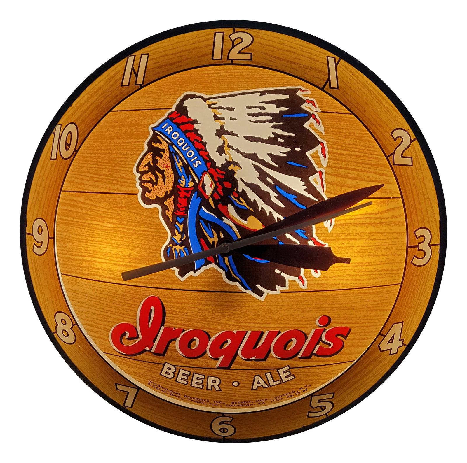 Iroquois Beer and Ale Double Bubble Light Up Advertising Clock (1 of 3)