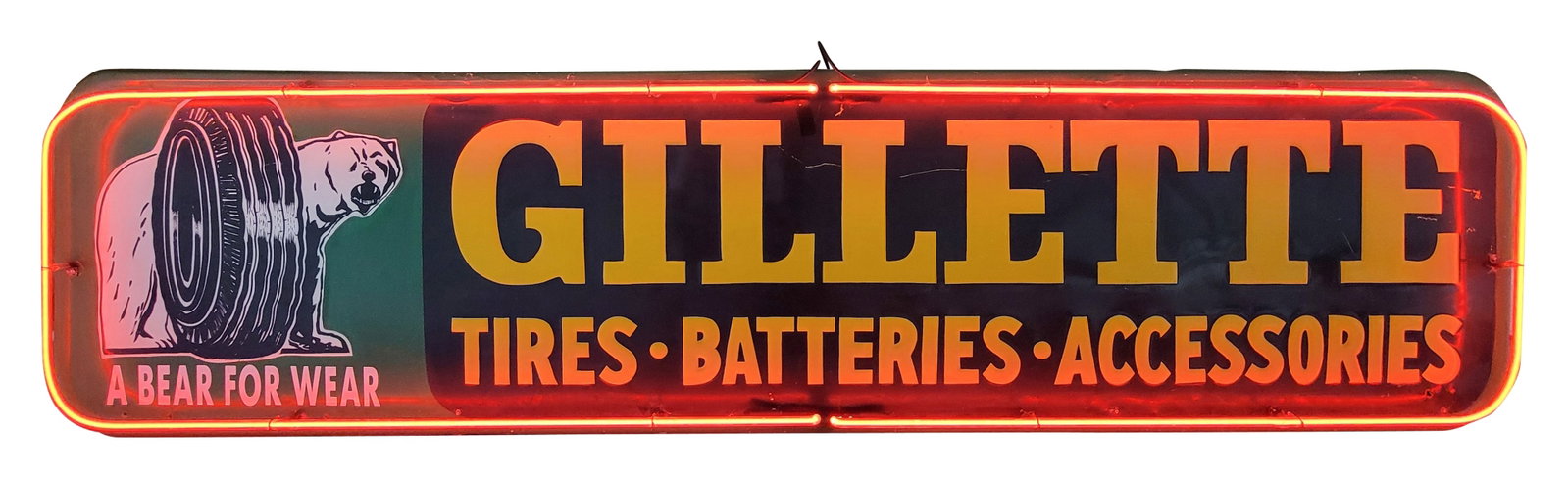 Gillette Tires Batteries Accessories Embossed SST Neon Sign (1 of 2)