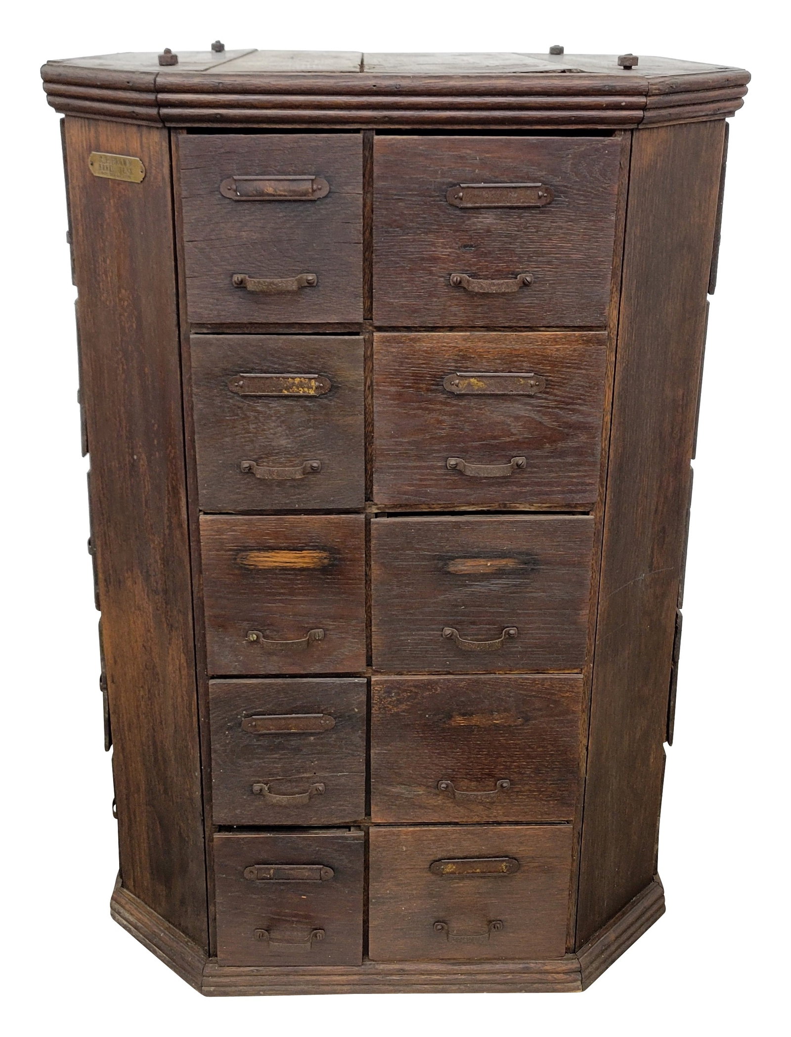 1901 Octagon A.R. Brown Perfection Screw and Bolt Hardware Cabinet (1 of 6)