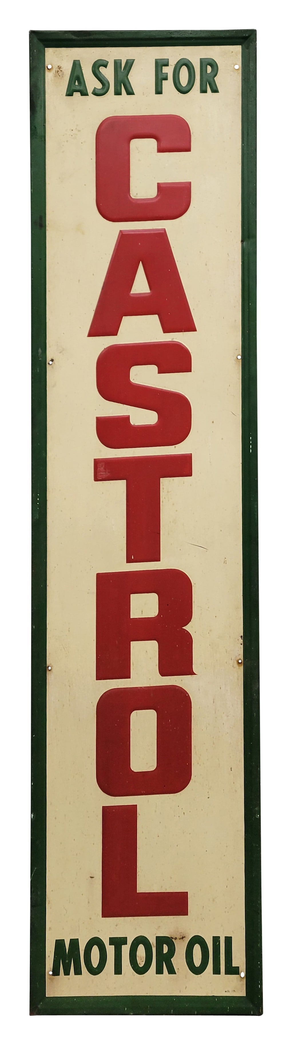 Ask For Castrol Motor Oil Embossed Single Sided Tin Sign (1 of 2)