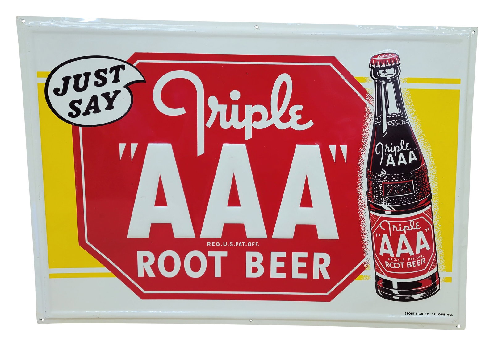 Just Say Triple AAA Root Beer Embossed SST Sign (1 of 2)