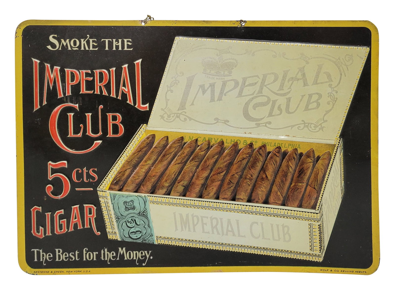 Imperial Club 5 Cents Cigar Embossed Single Sided Tin Sign (1 of 2)