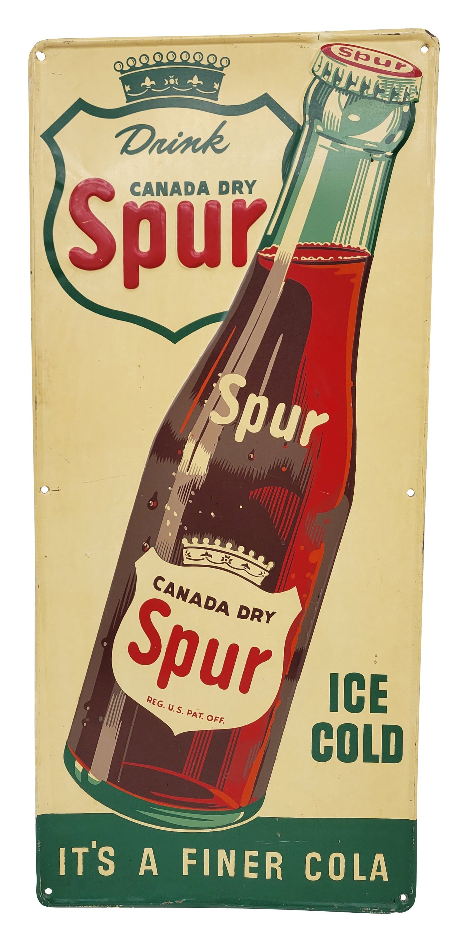 Drink Canada Dry Spur Embossed Single Sided Tin Sign (1 of 2)