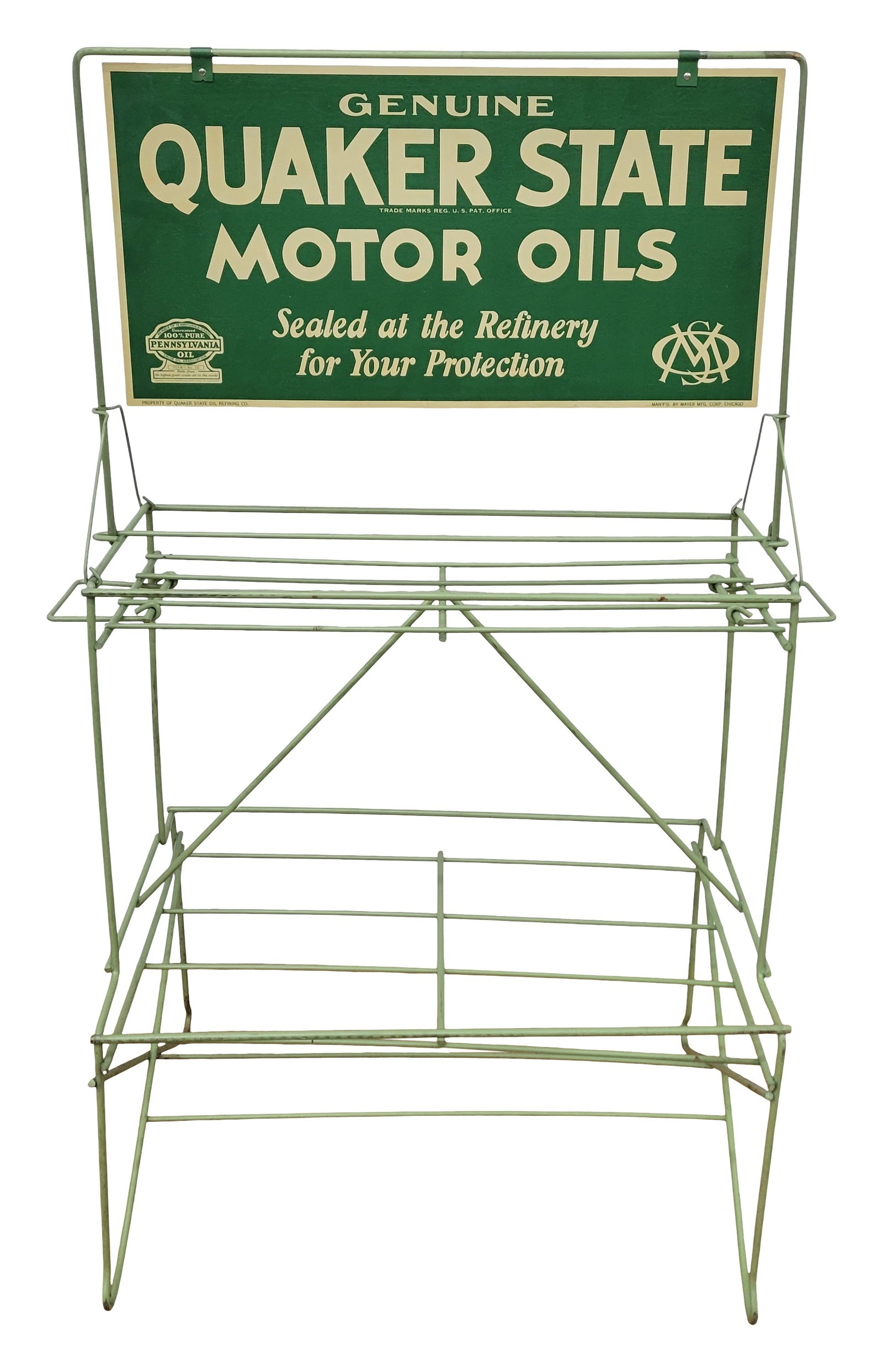 Early NOS Genuine Quaker State Motor Oils Service Station Oil Can Display Rack (1 of 6)