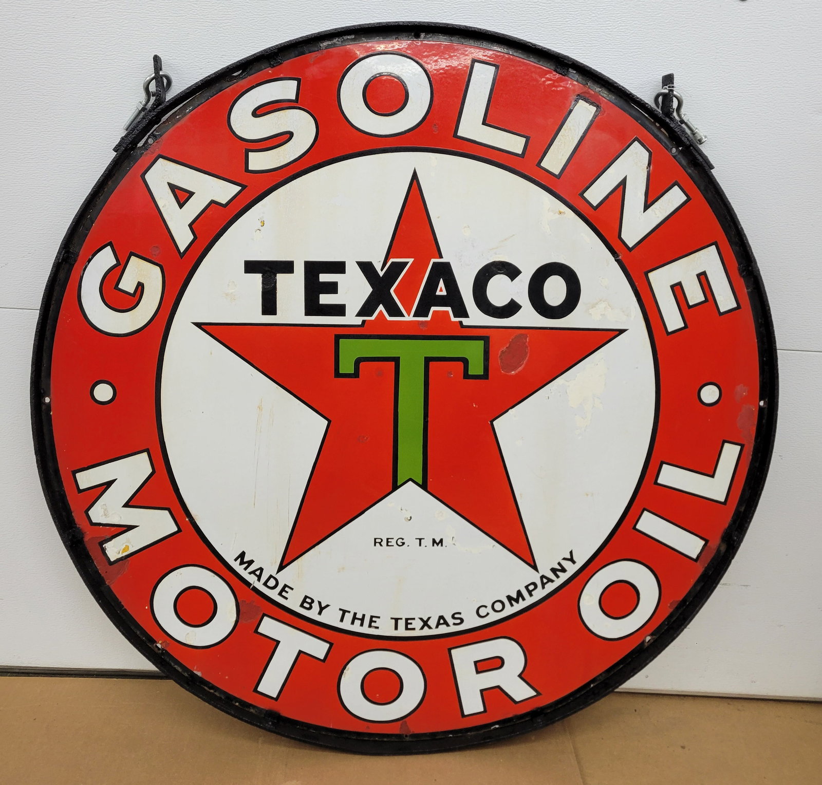 42" Texaco Gasoline Motor Oil DSP Sign With Ring - 2