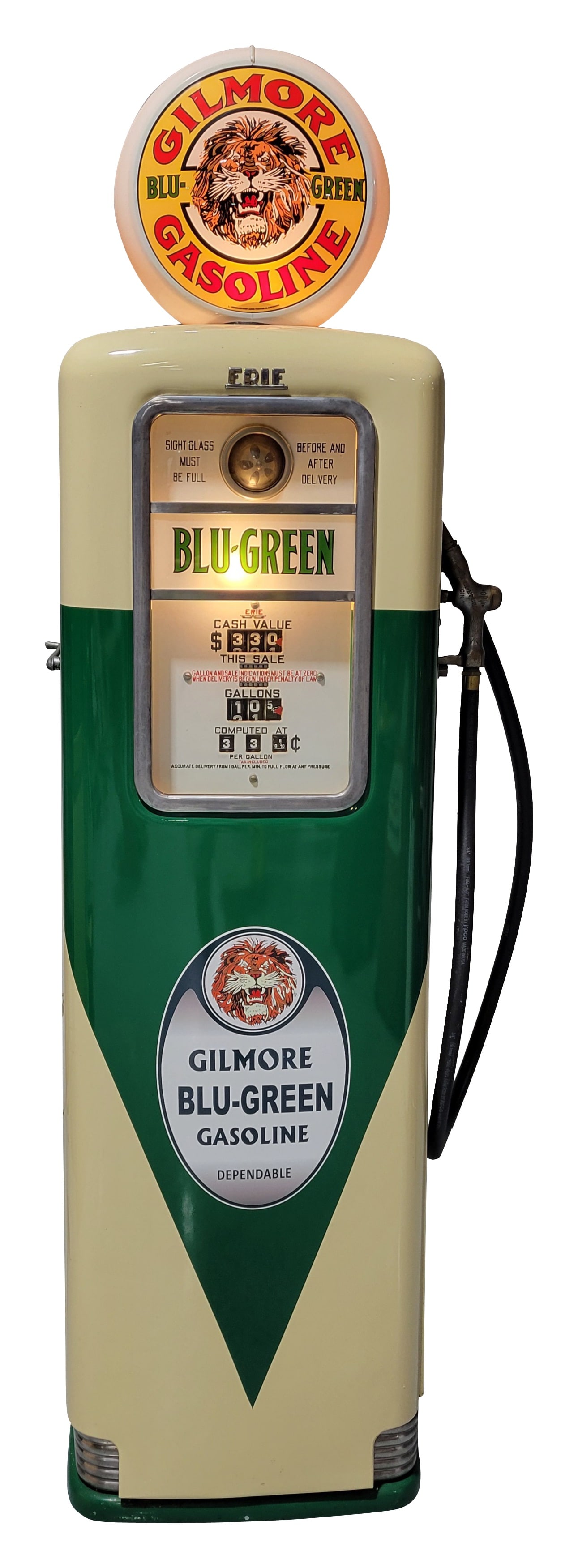 Erie Model #771 Computing Gas Pump Gilmore Blu Green Gasoline Restored (1 of 5)