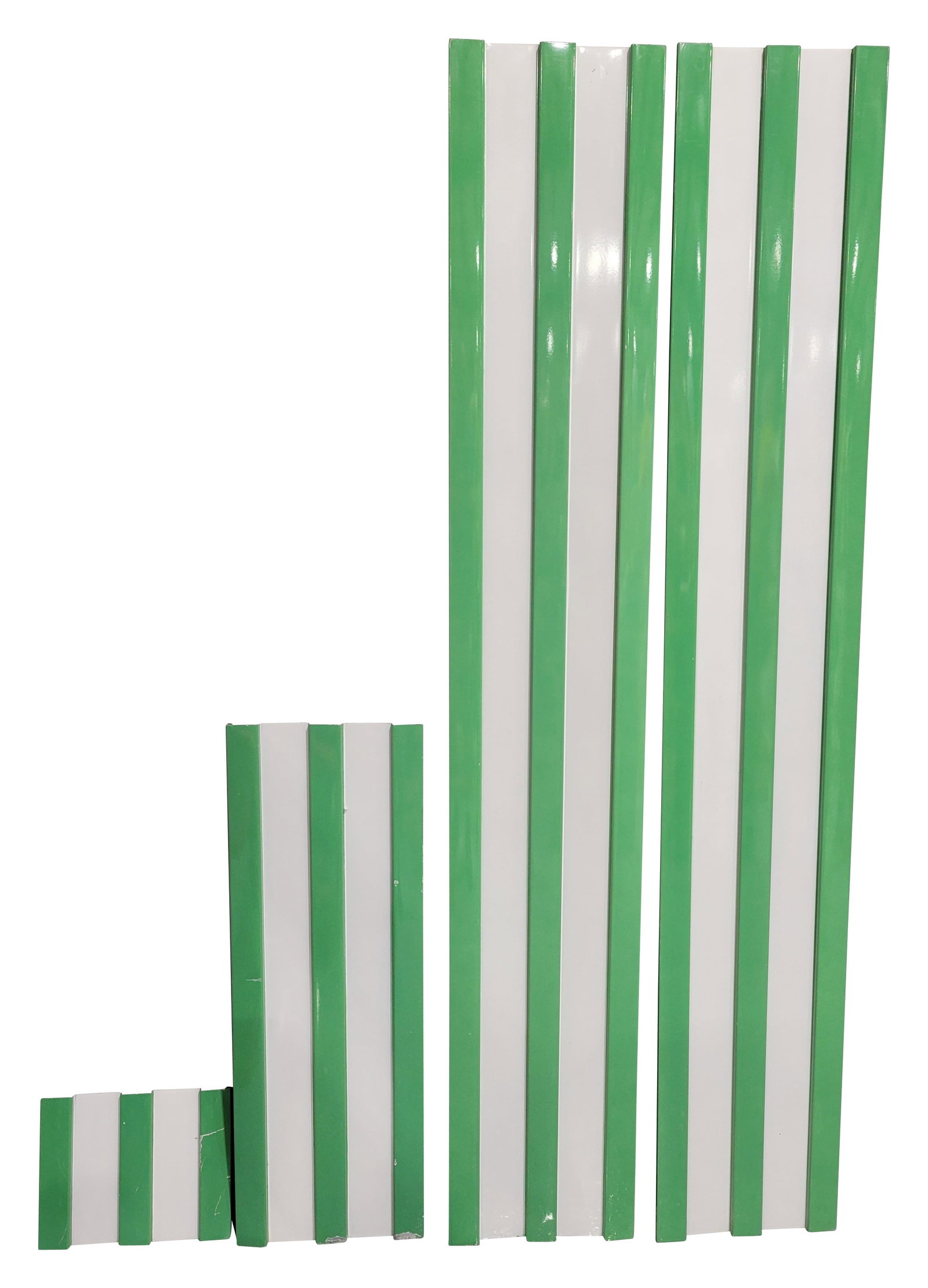 Texaco Service Station Porcelain Panel Signs: Lot includes 4 single sided green and white porcelain panels. The largest pair measures 12" x 72". They display excellent color and gloss with a small flea bite sized chip on one panel. The other 2 pa