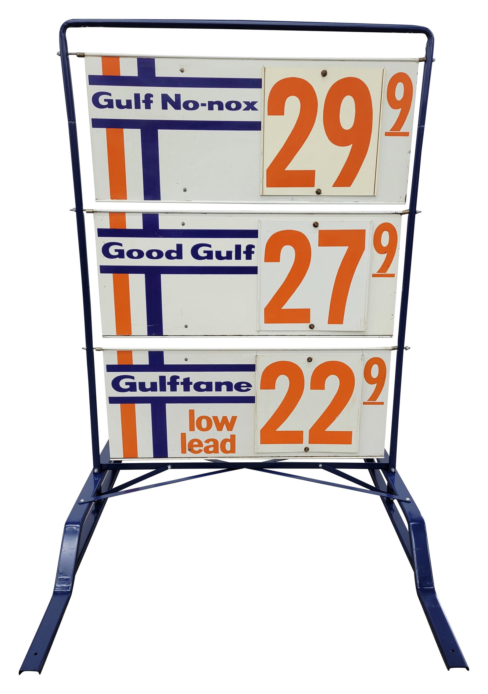 Gulf No-nox, Good Gulf, and Gulftane DST Sidewalk Pricer Sign (1 of 2)