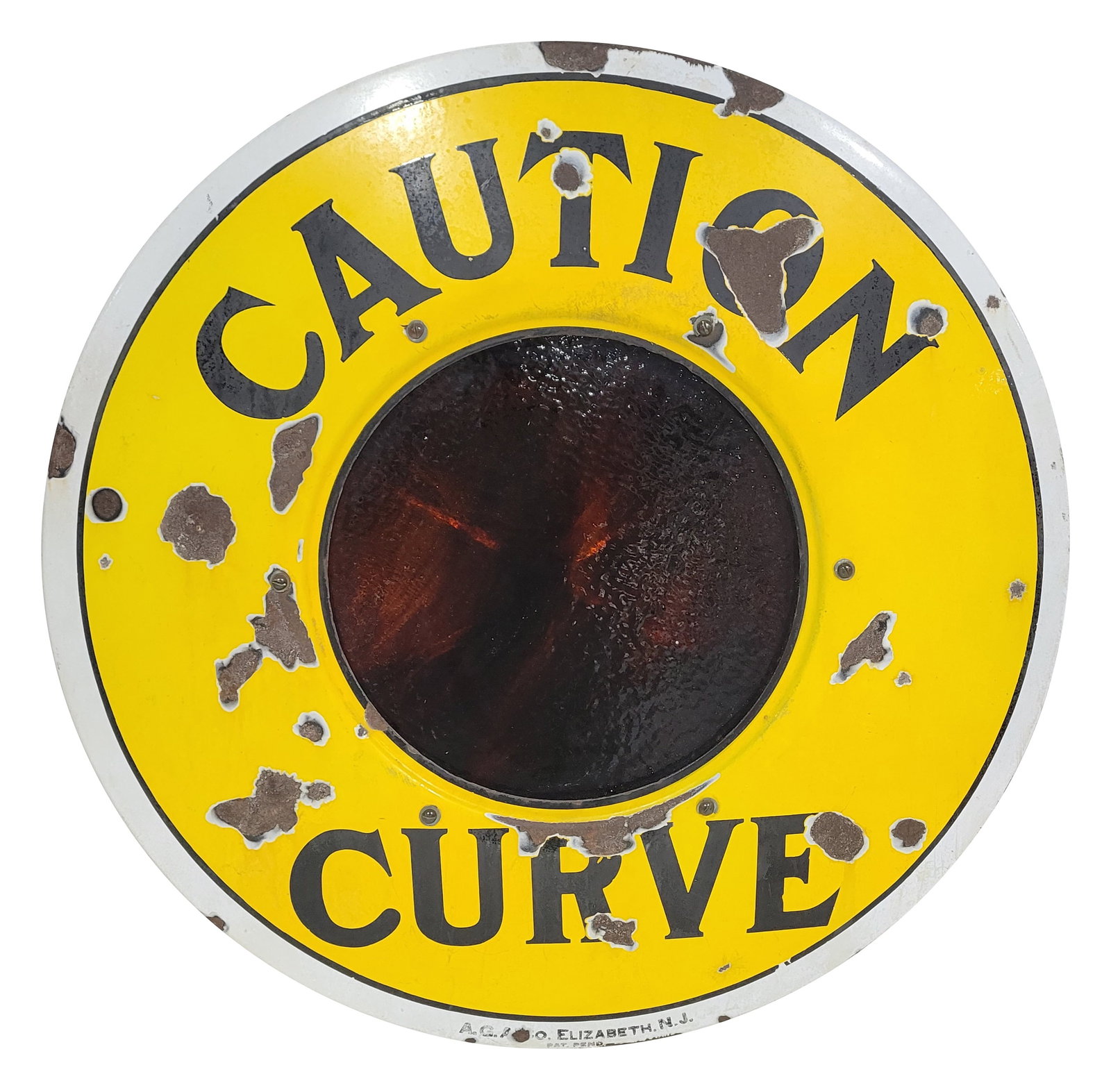 Caution Curve Highway Lighthouse Safety Beacon 30" SSP Sign w/ Lens (1 of 2)