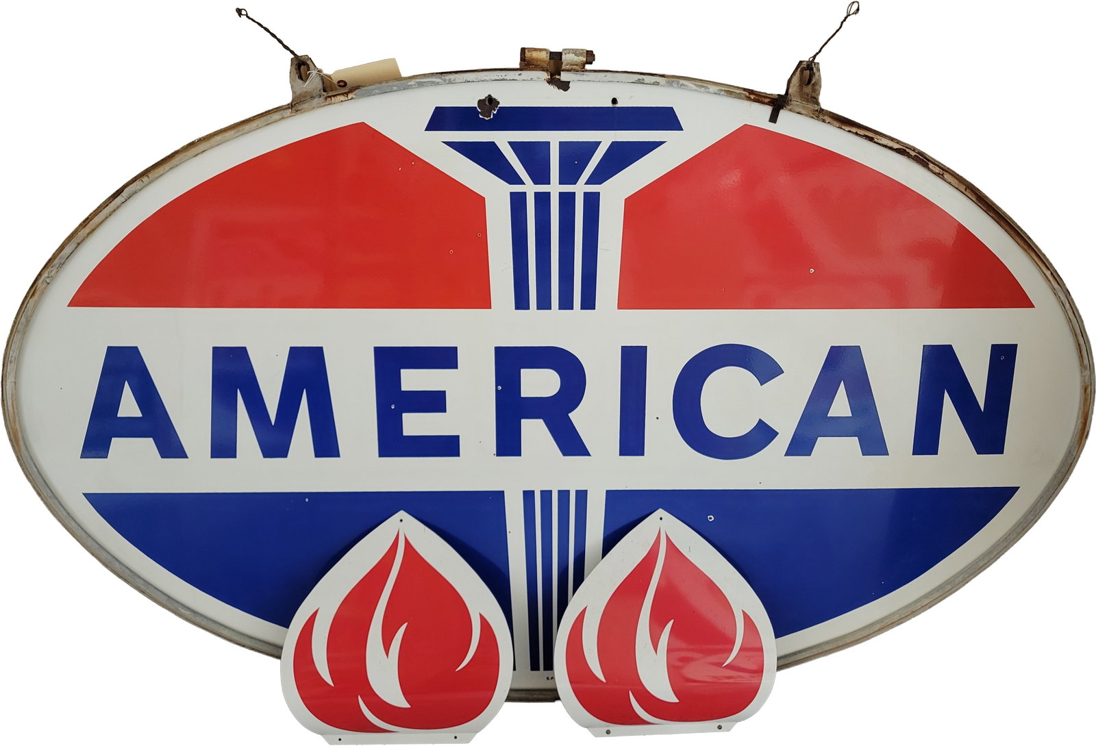 1967 American Gasoline 6' DSP Sign w/ Ring & Flames (1 of 2)