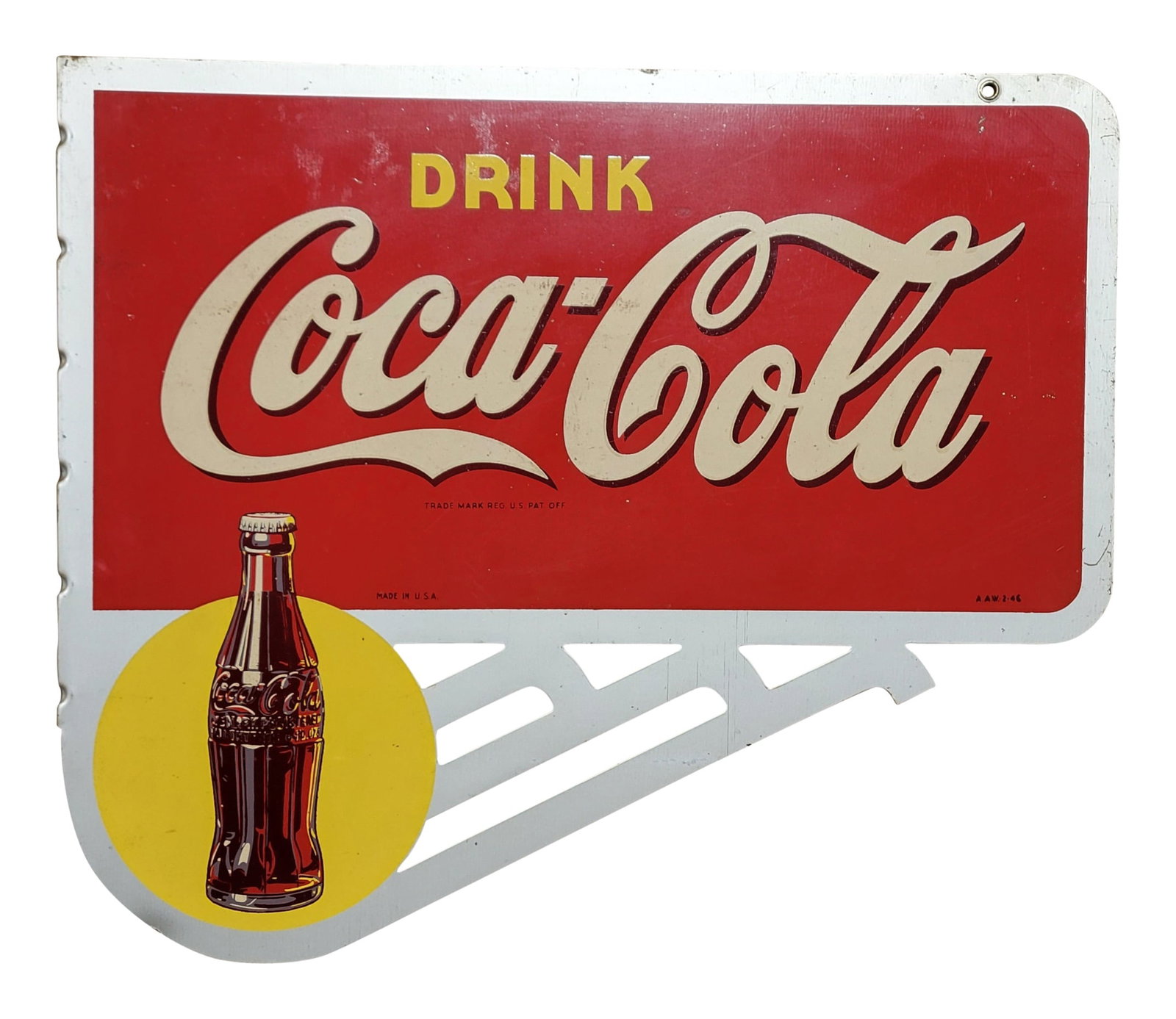 1946 Drink Coca Cola Flange Sign With Bottle (1 of 2)