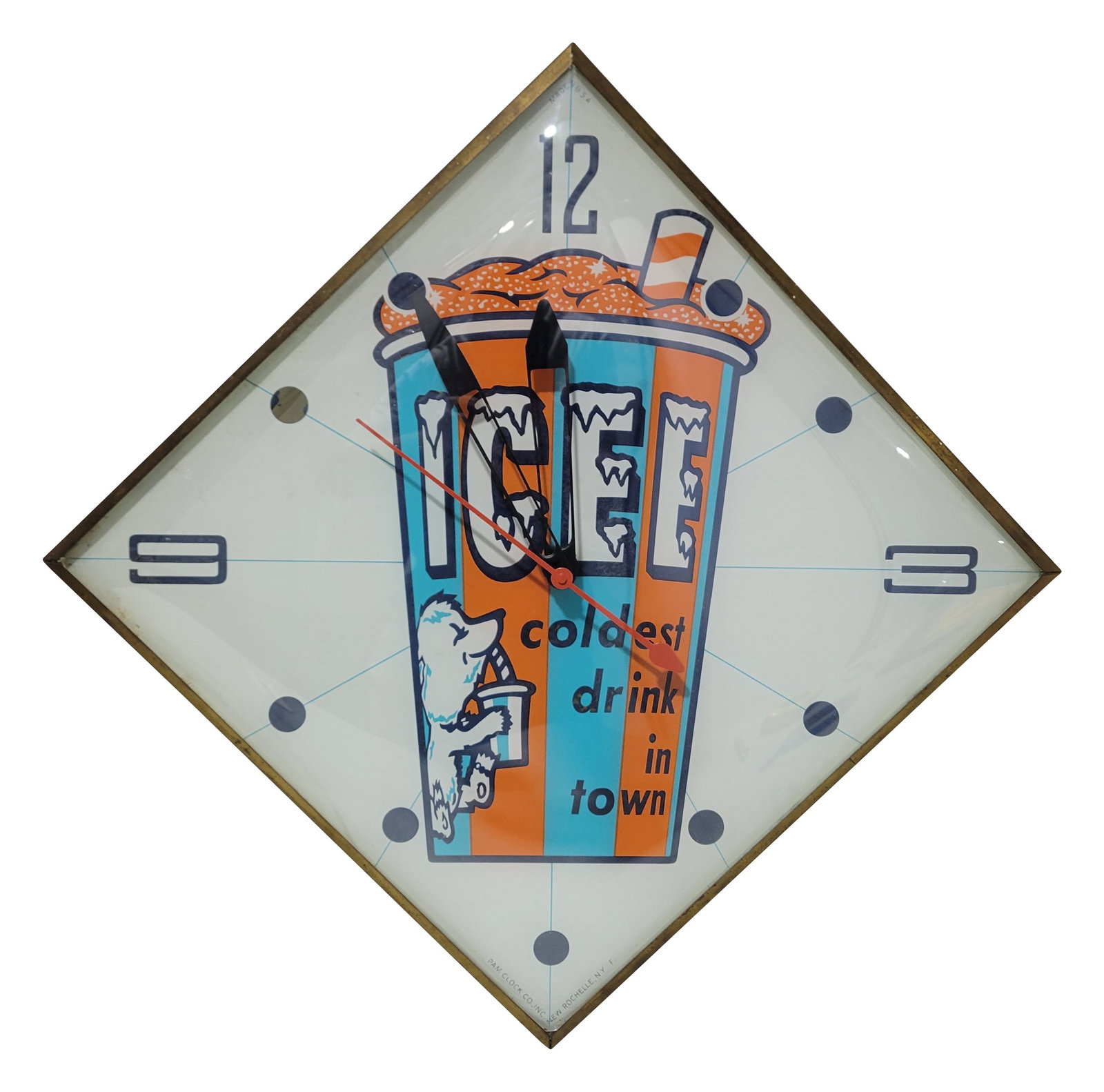 Icee Coldest Drink In Town Pam Advertising Clock (1 of 3)