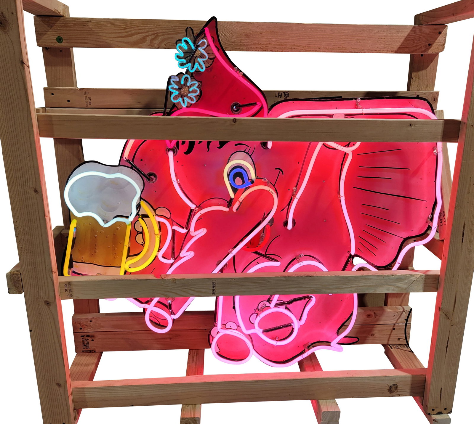 Pink Elephant Pub Bar Die Cut 4' Six-Color Neon Sign (1 of 4)