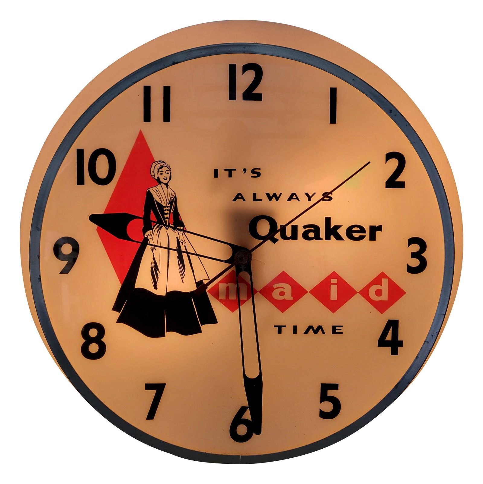 It's Always Quaker Maid Time Light Up Dualite Advertising Clock (1 of 5)