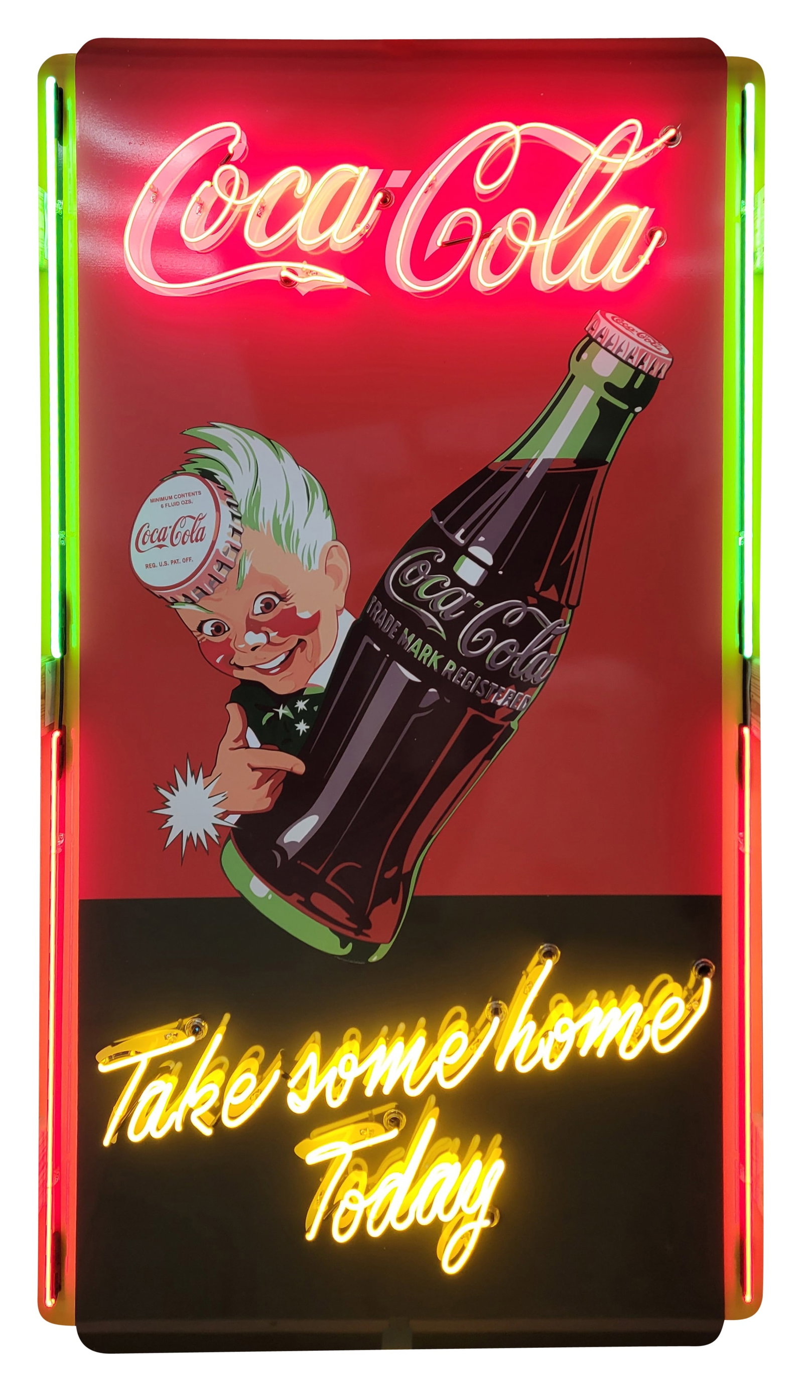 Coca Cola "Take Some Home Today" 8' SST Neon Sign w/ Sprite Boy & Bottle (1 of 3)