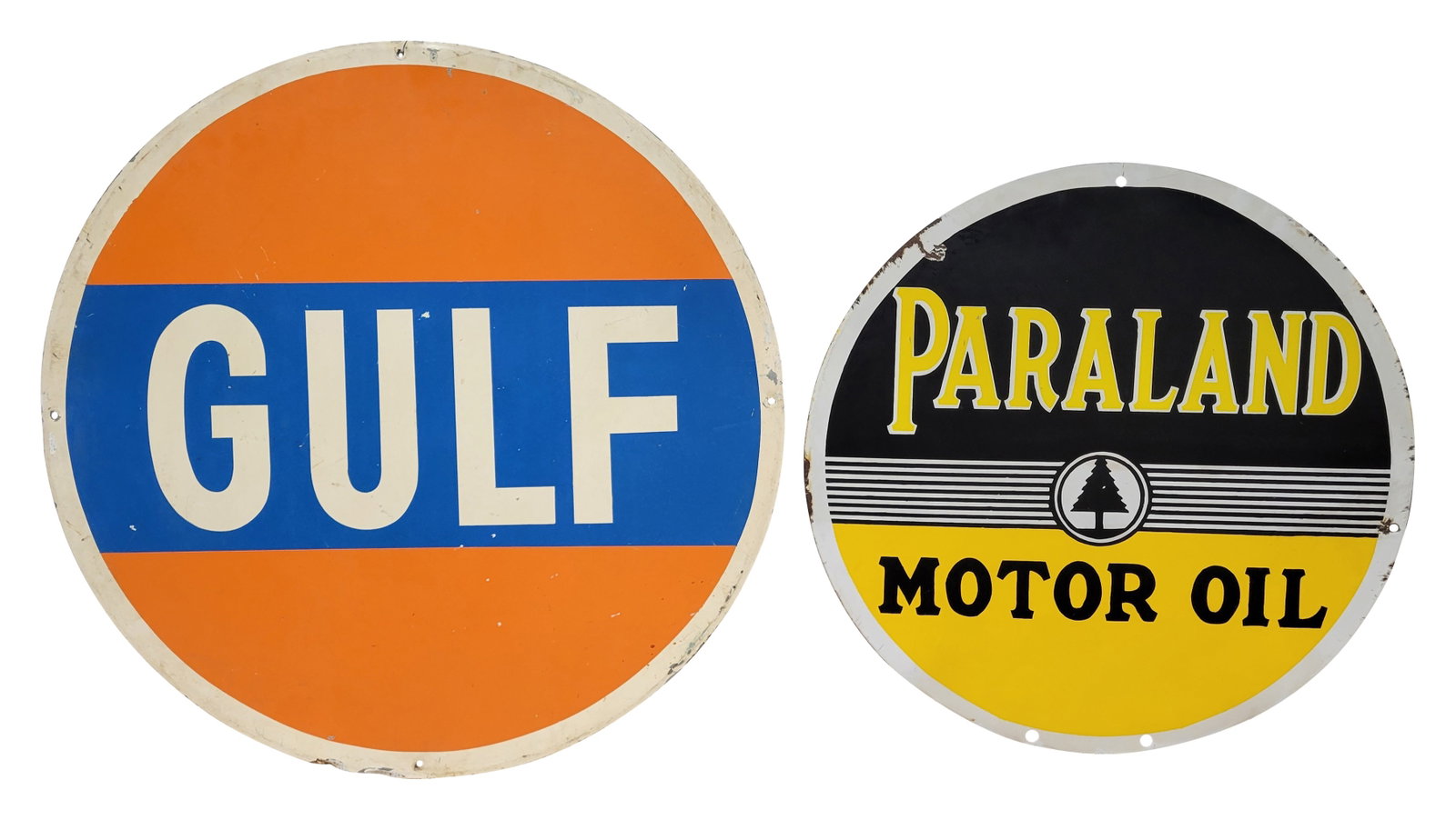 Restored Paraland Motor Oil DSP Sign and Gulf SST Sign (1 of 2)