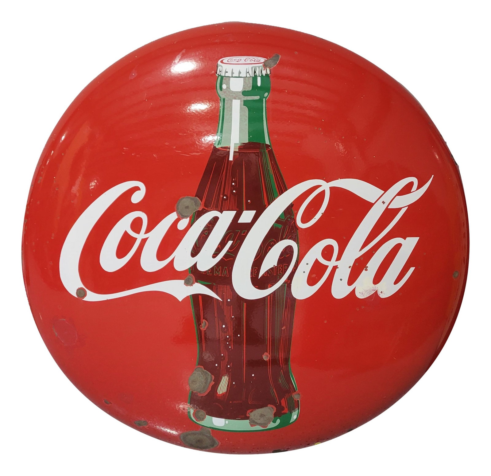 48" Coca Cola Porcelain Button Sign With Bottle (1 of 2)