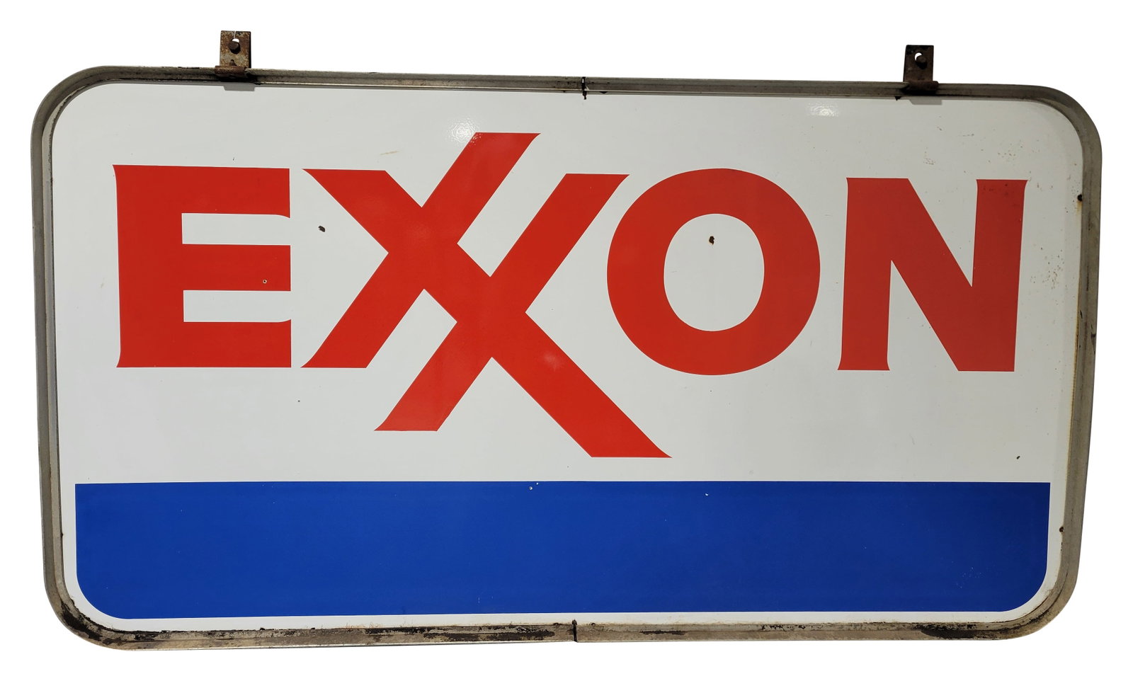 Exxon Gasoline Double Sided Porcelain Dealer Sign With Ring (1 of 2)