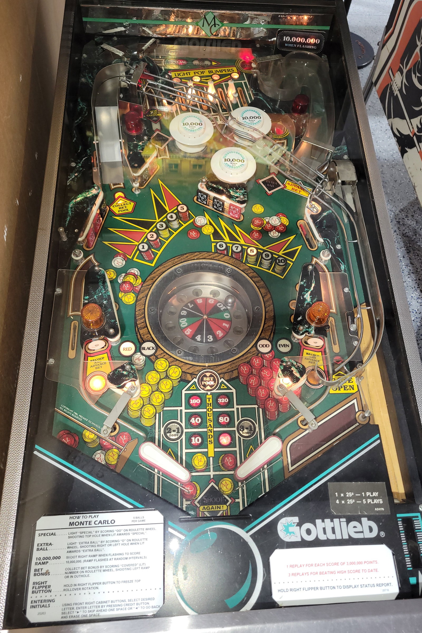1985 Gottlieb Monte Carlo Pinball Machine - 4