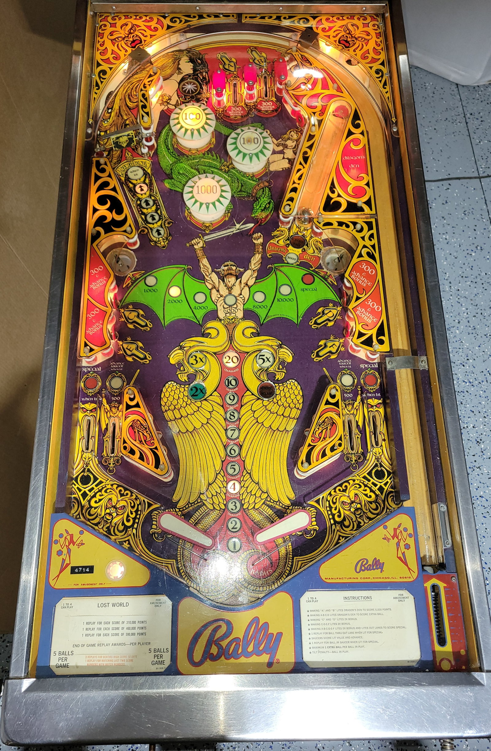 1977 Bally Lost World Pinball Machine - 5