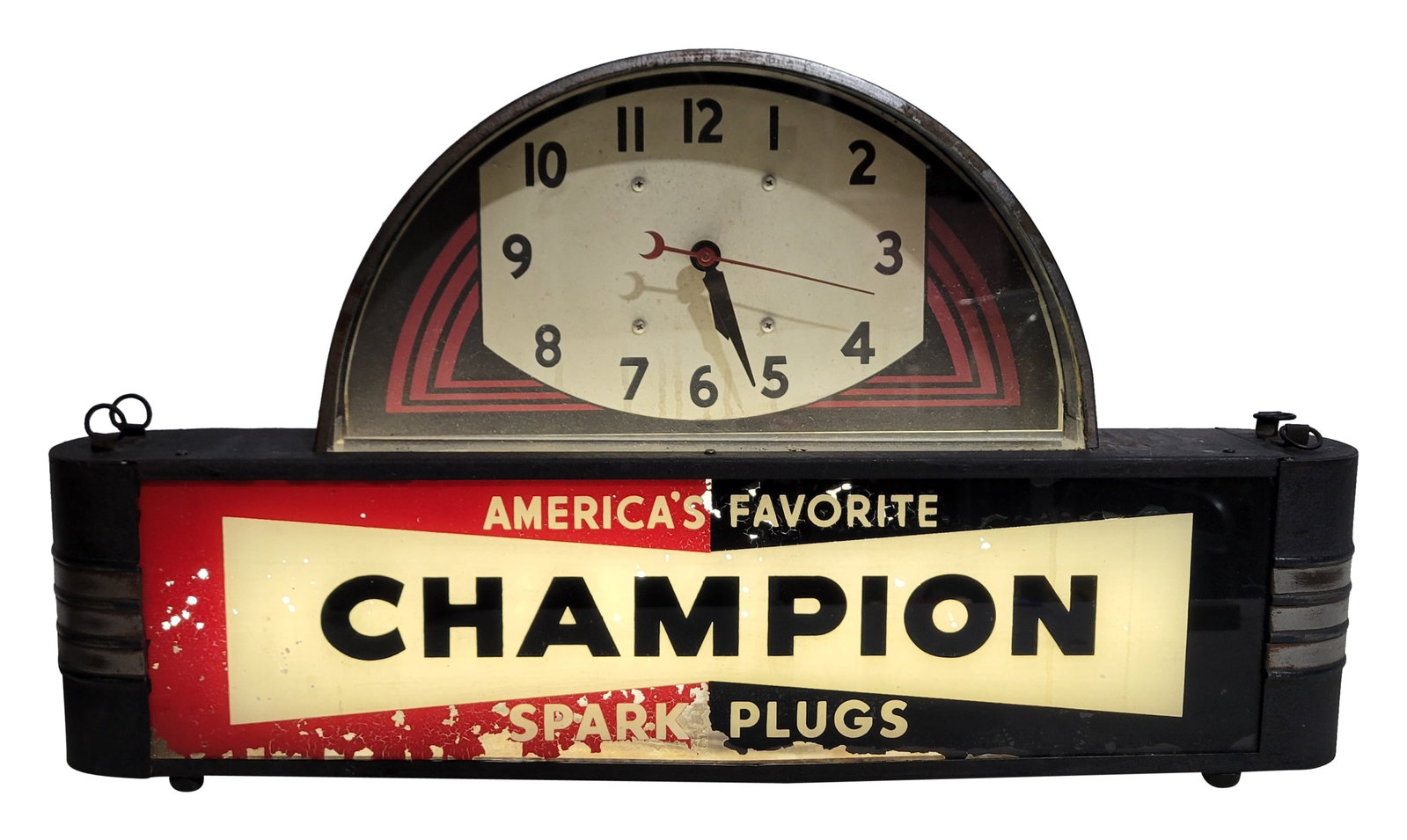 Champion America's Favorite Spark Plugs Lighted Art Deco Advertising Clock (1 of 2)