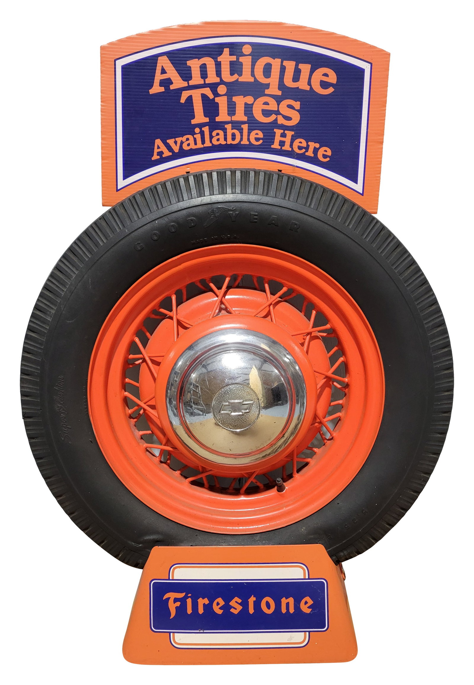 Firestone Tire Rack Display Stand With Antique Tire (1 of 2)