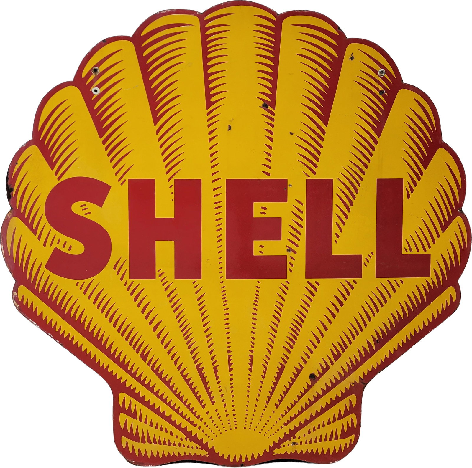 Shell Gasoline 48" DSP Service Station Sign (1 of 2)