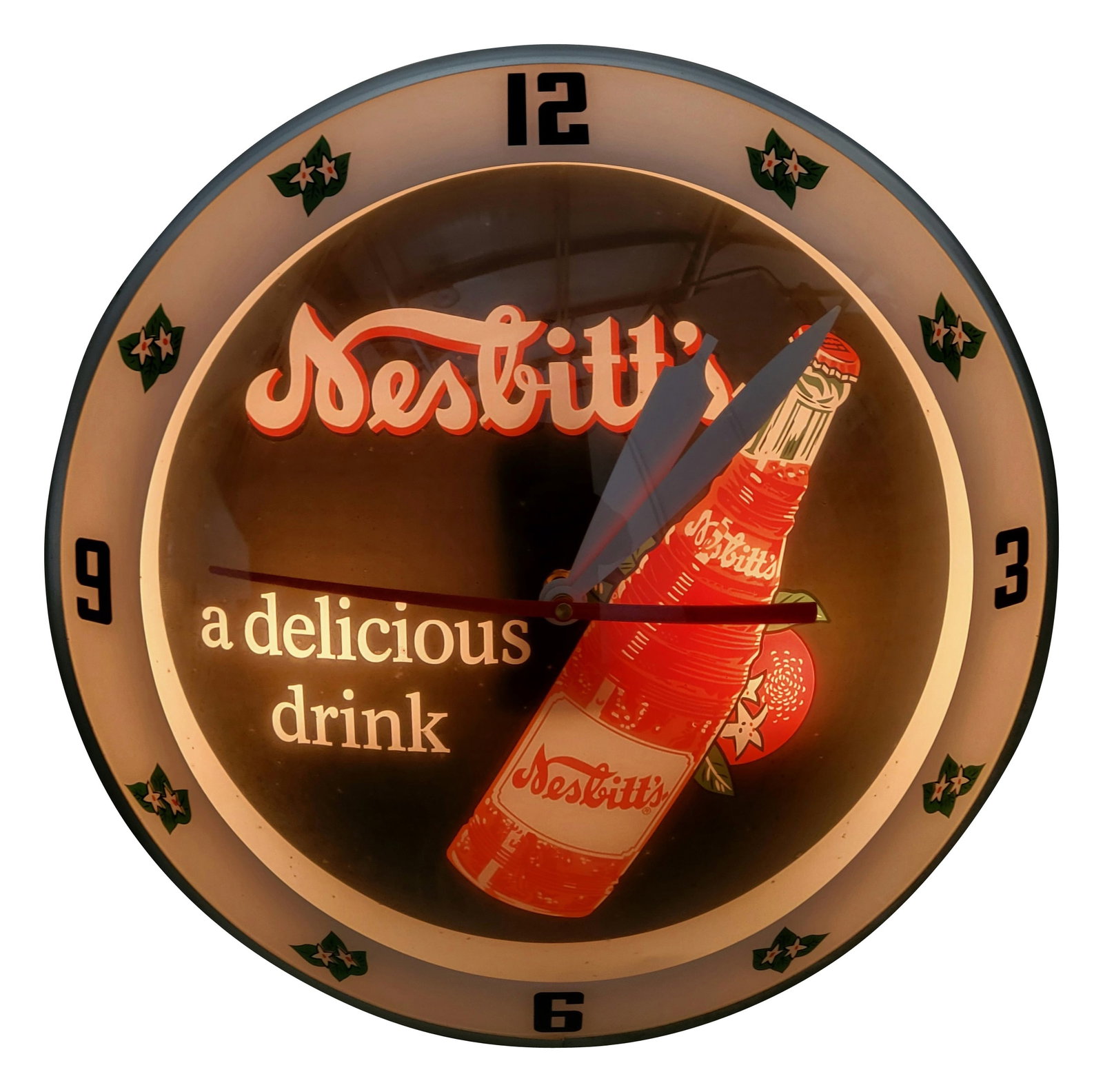 Nesbitt's Delicious Drink Double Bubble Light Up Advertising Clock (1 of 3)
