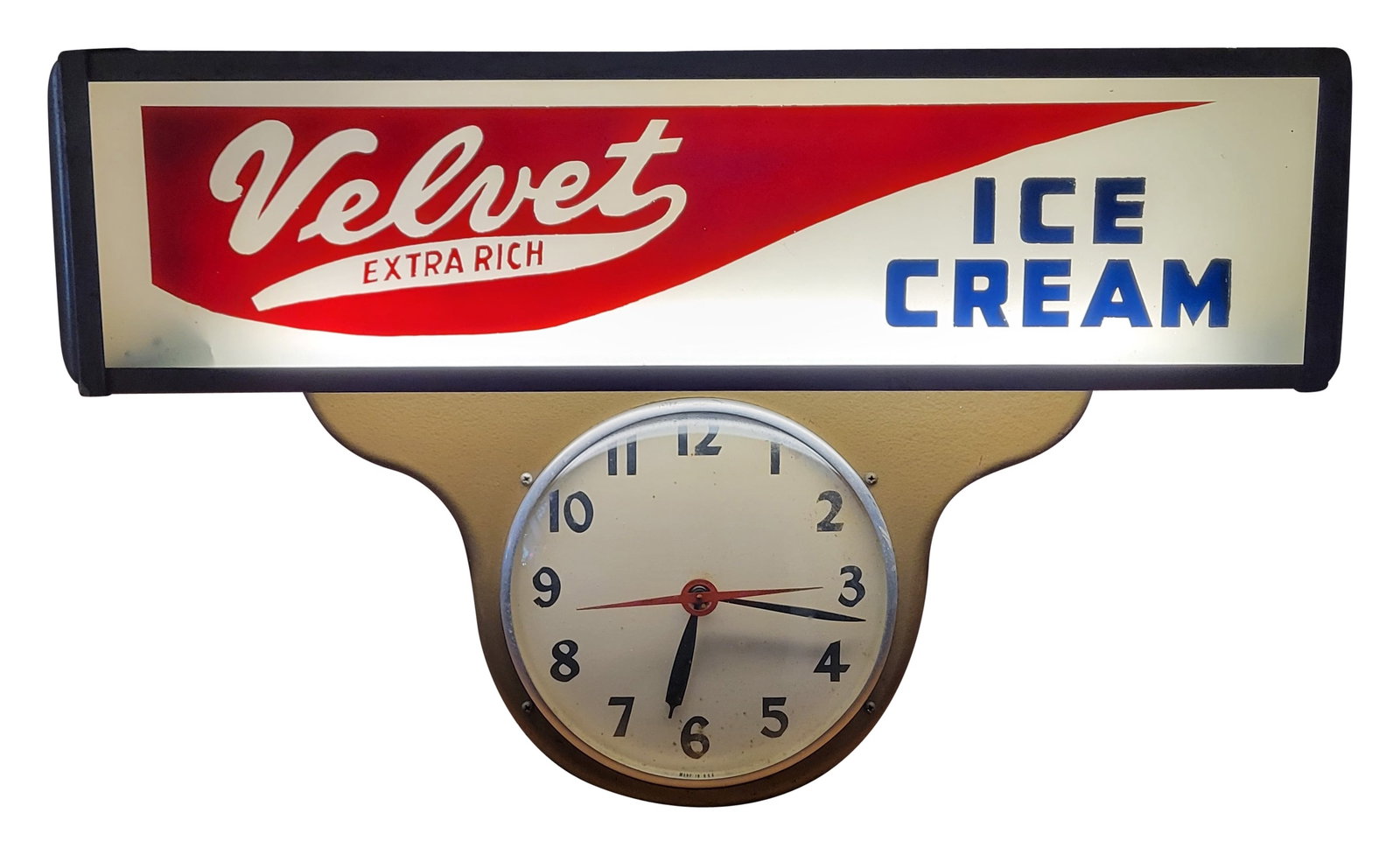Velvet Extra Rich Ice Cream Advertising Clock (1 of 3)