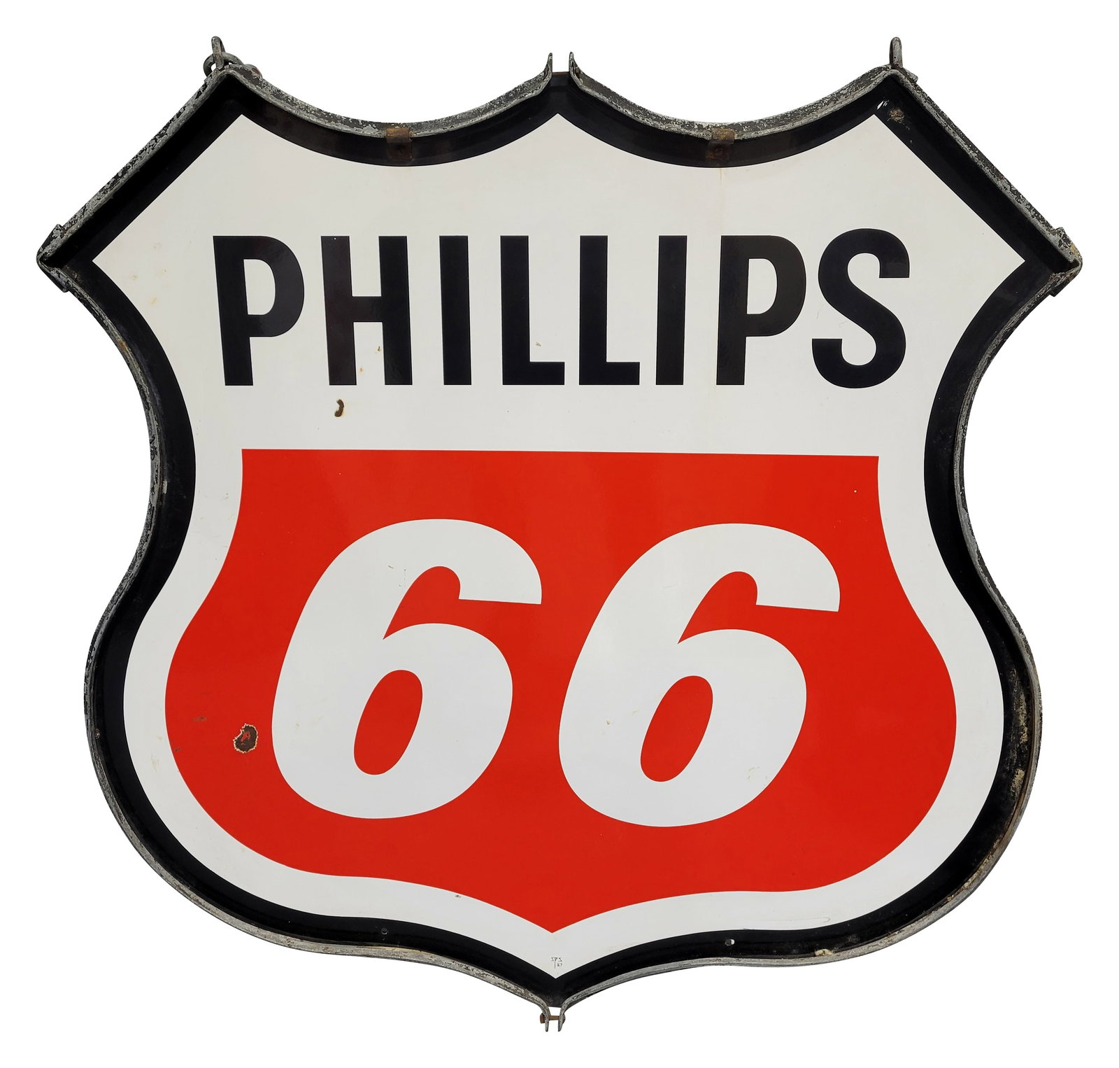 1967 Phillips 66 Gasoline 4' DSP Sign w/ Ring (1 of 2)