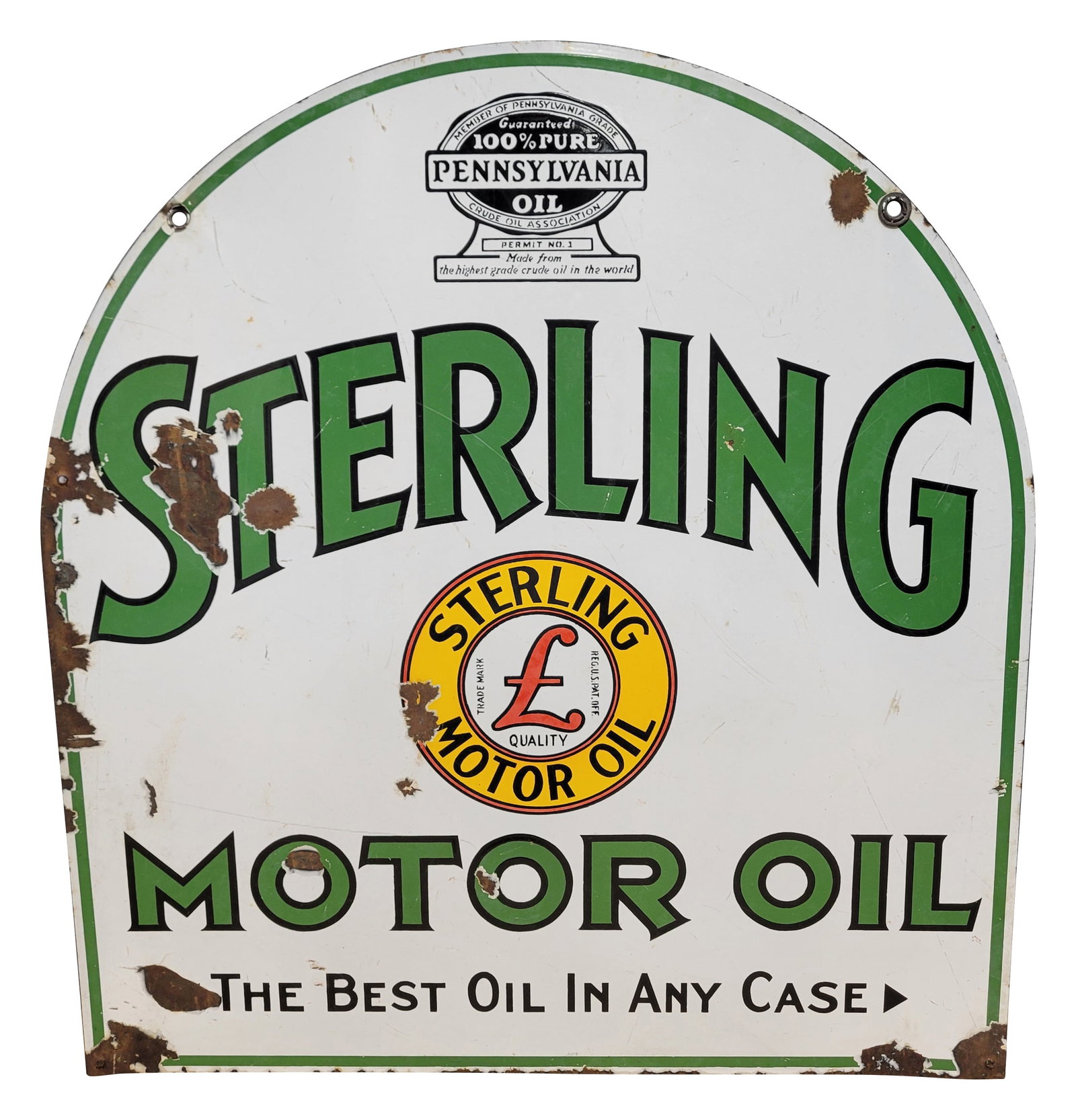 Sterling Motor Oil DSP Tombstone Sign w/ Logo (1 of 2)
