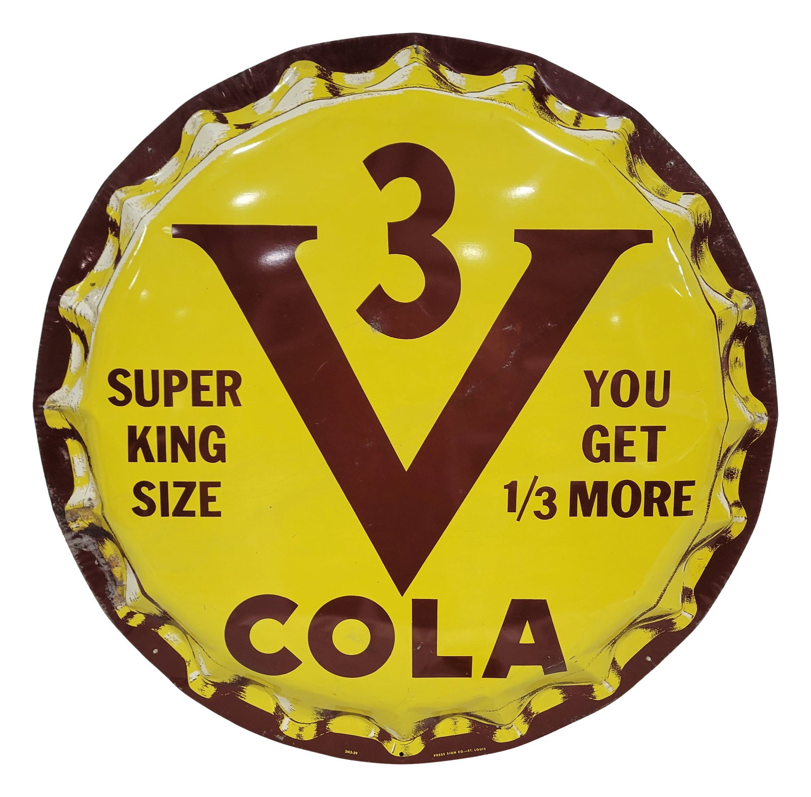 V3 Cola Super King Size Bottle Cap Sign (1 of 2)