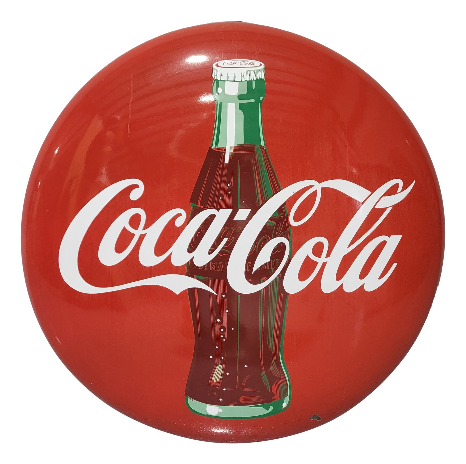 36" Coca Cola Porcelain Button Sign With Bottle (1 of 2)
