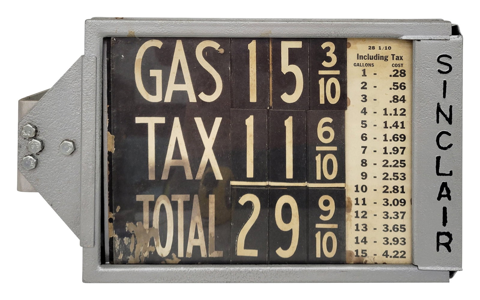 Restored Embossed Sinclair Gas Pump Pricer Sign (1 of 2)