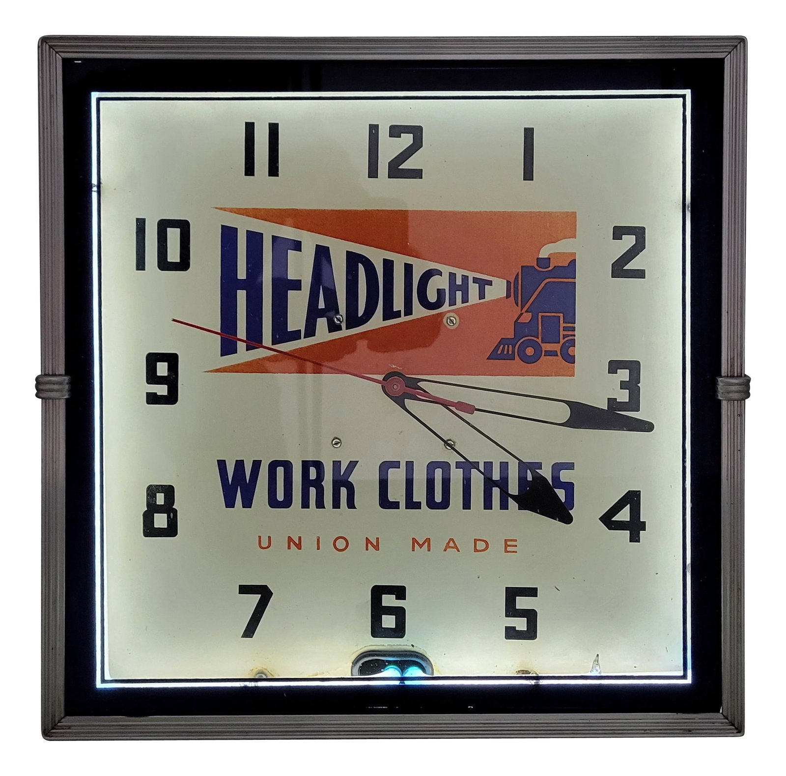 Headlight Work Clothes Union Made Neon Clock (1 of 3)