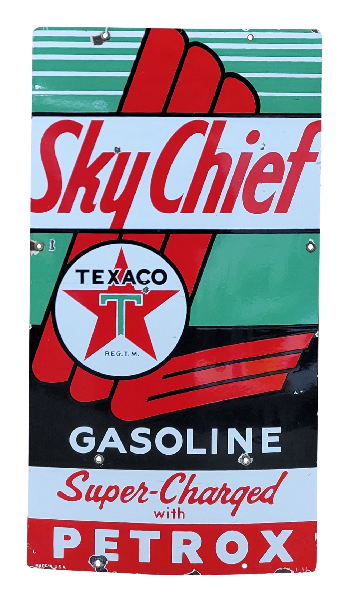 Texaco Sky Chief Gasoline Porcelain Pump Plate Sign (1 of 2)