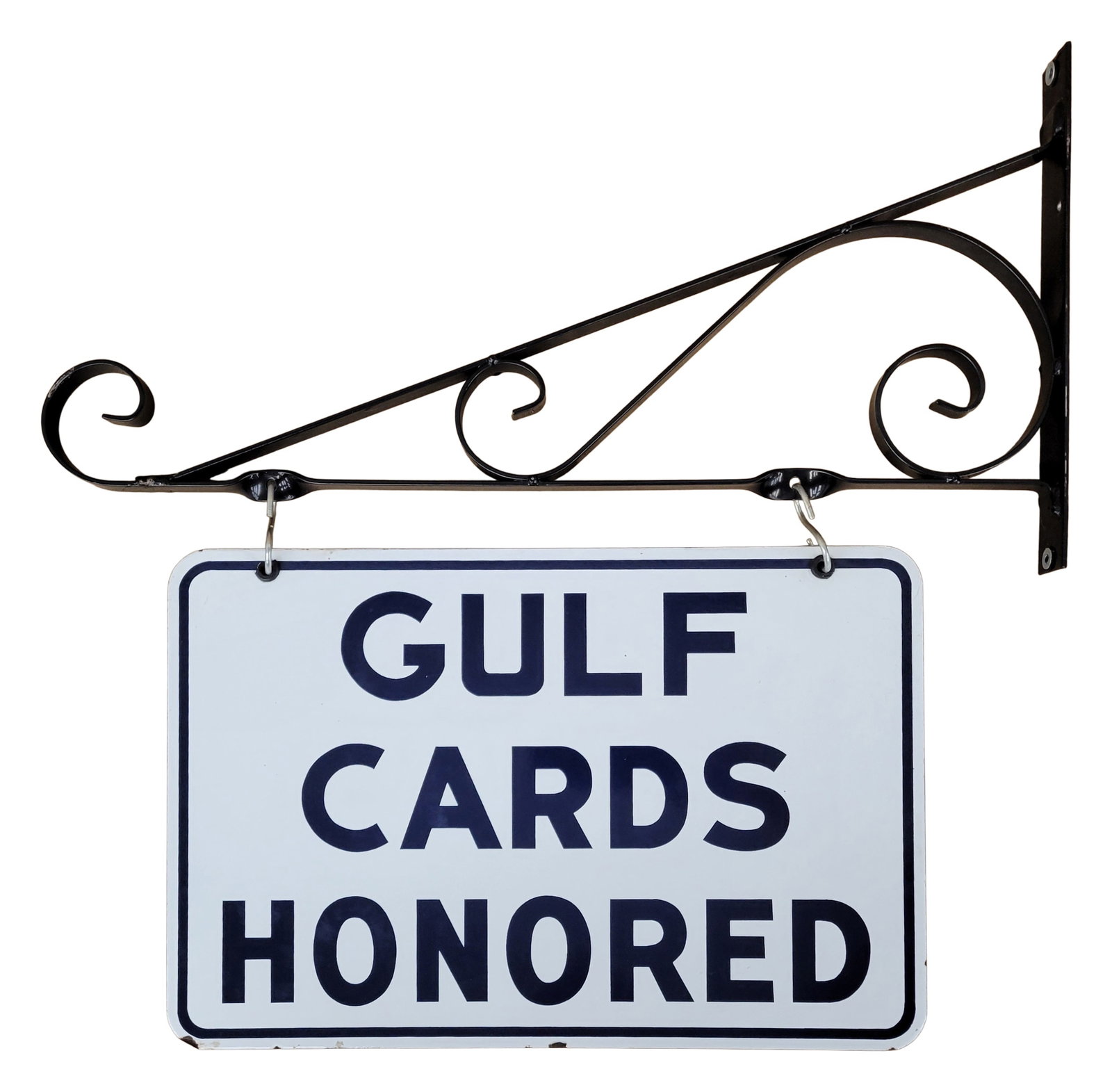 Gulf Cards Honored Double Sided Porcelain Sign With Bracket (1 of 2)