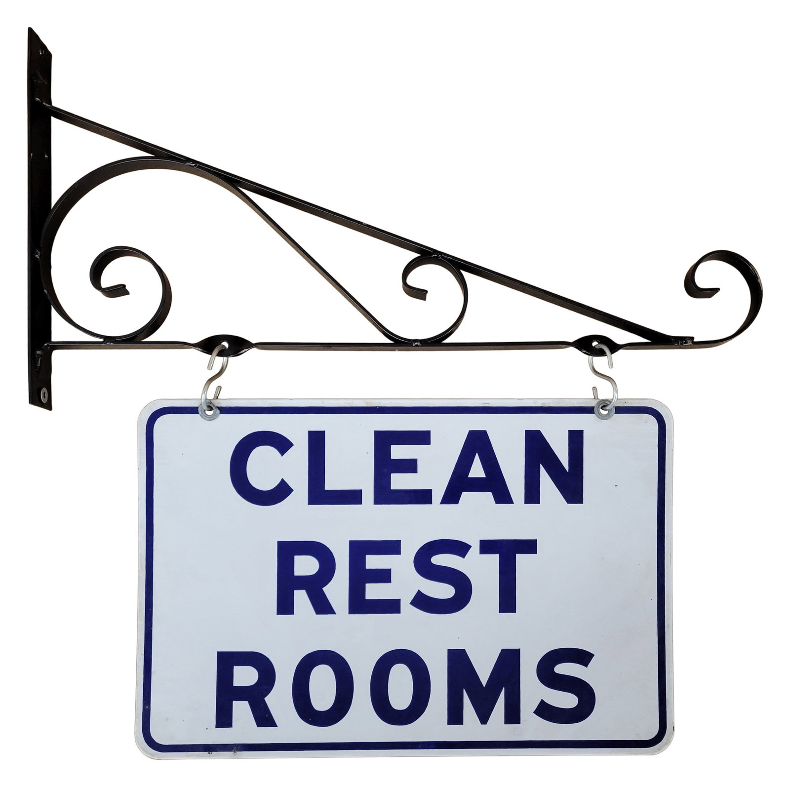 Clean Rest Rooms Double Sided Porcelain Sign With Bracket (1 of 2)