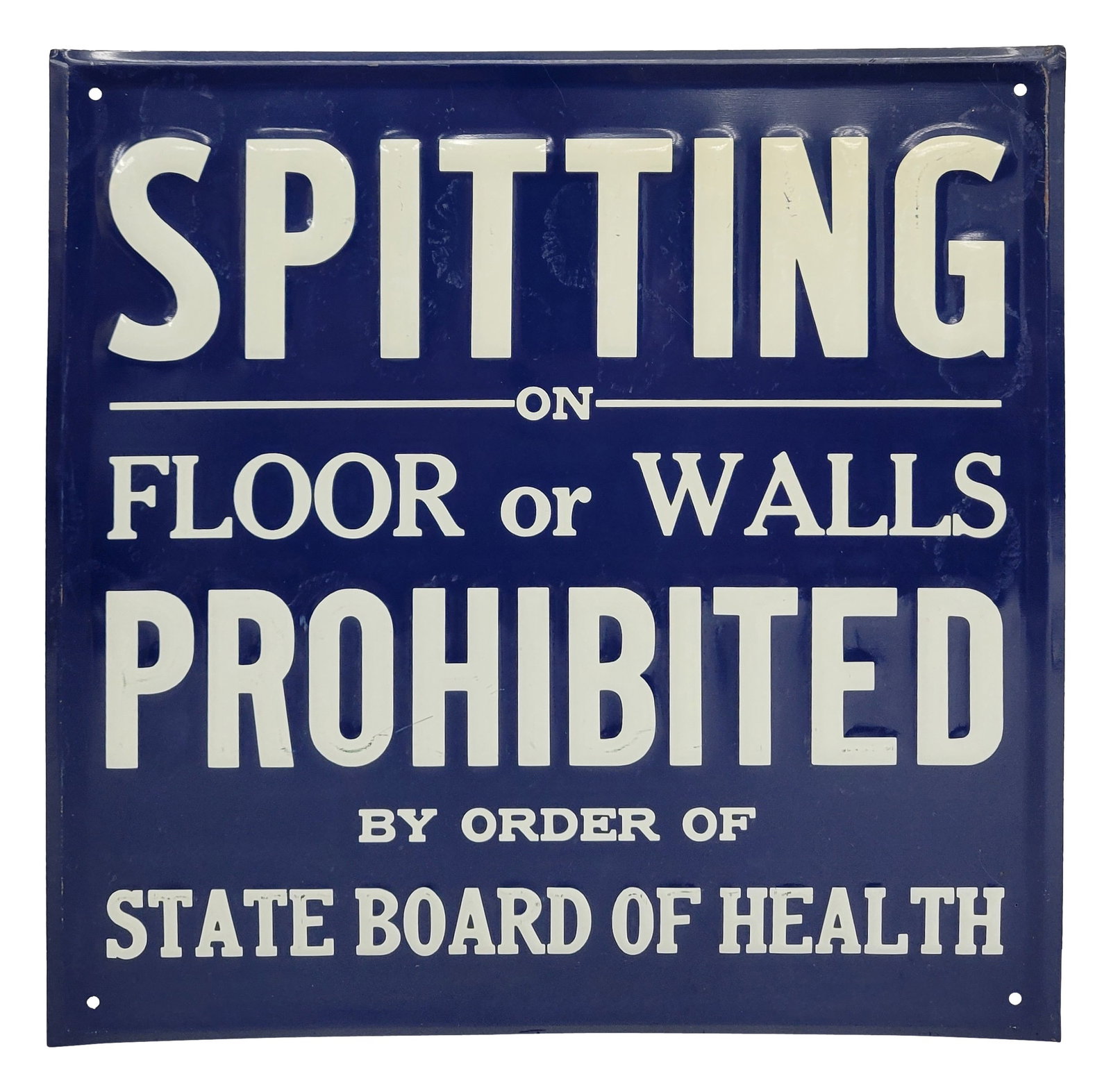 Spitting On Floor Or Walls Prohibited Embossed SST Sign NOS (1 of 2)