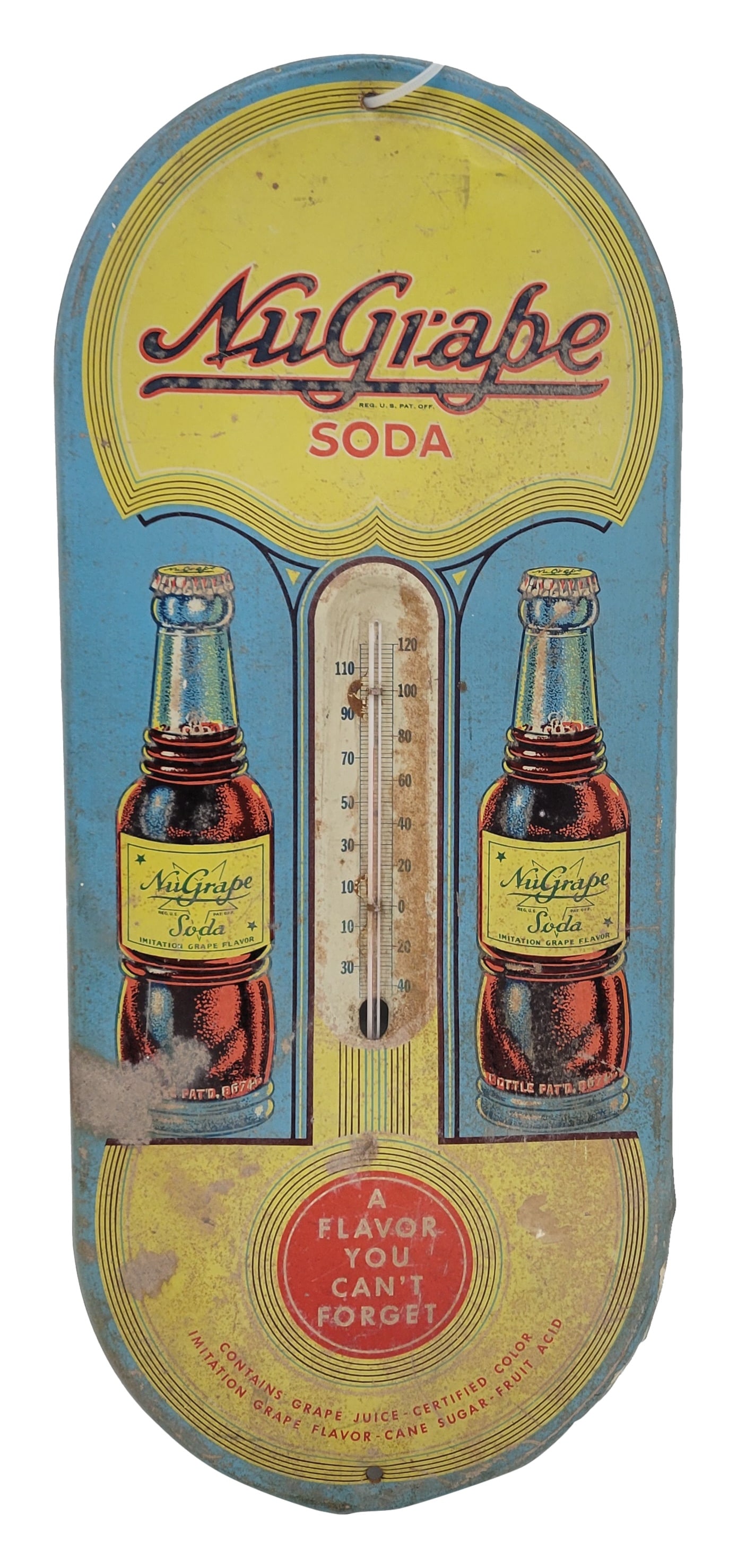 NuGrape Soda Tin Thermometer With Bottle Logo (1 of 2)