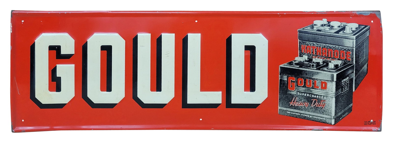 Gould Batteries Embossed Single Sided Tin Sign (1 of 3)